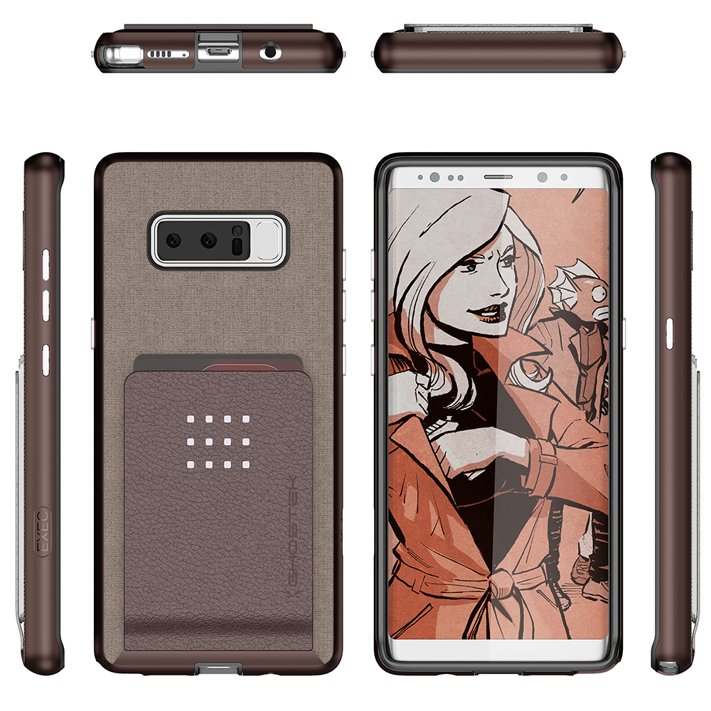 Galaxy Note 8 Case , Ghostek Exec 2 Series for Galaxy Note 8 Protective Wallet Case [BROWN]