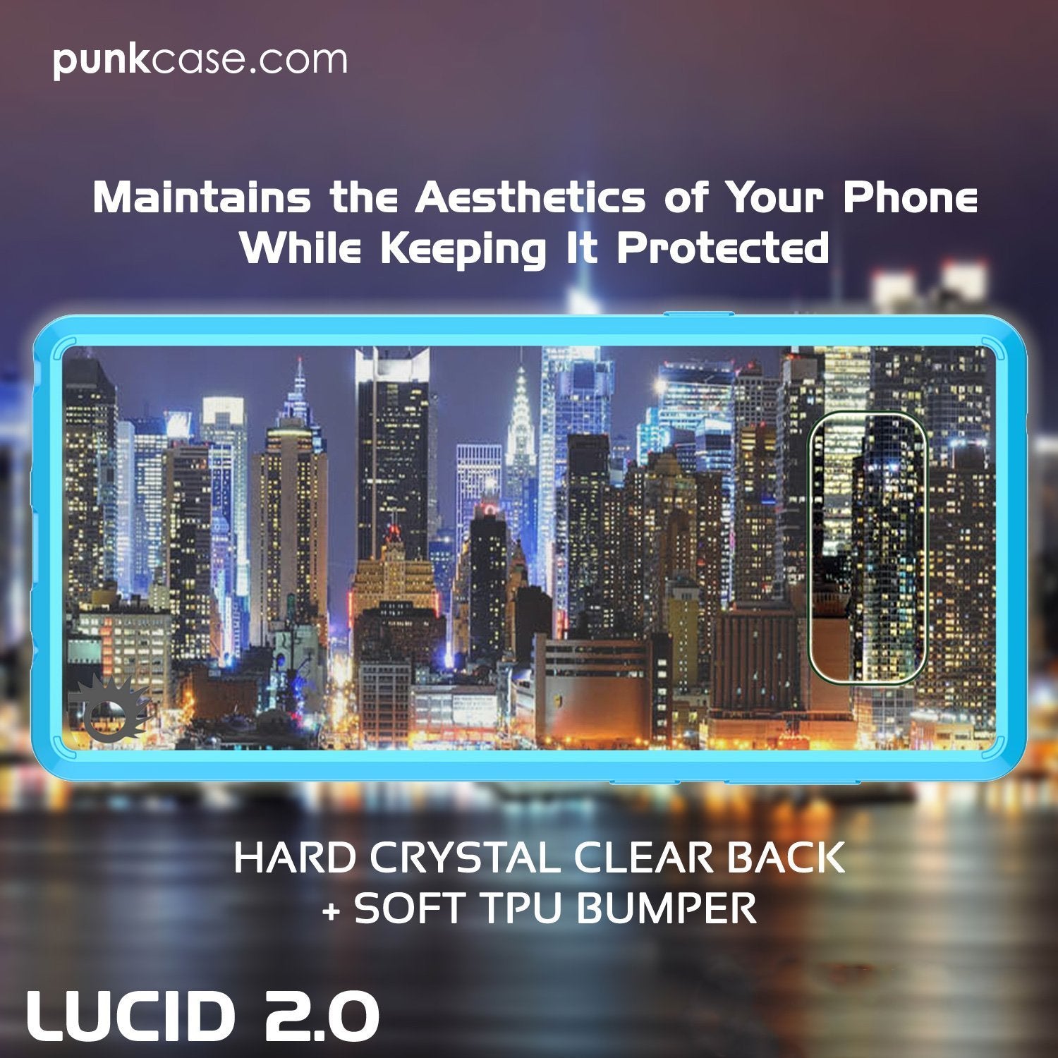 Galaxy Note 8 Case, PUNKcase [LUCID 2.0 Series] [Slim Fit] Armor Cover w/Integrated Anti-Shock System & Screen Protector [Light Blue] (Color in image: Clear)