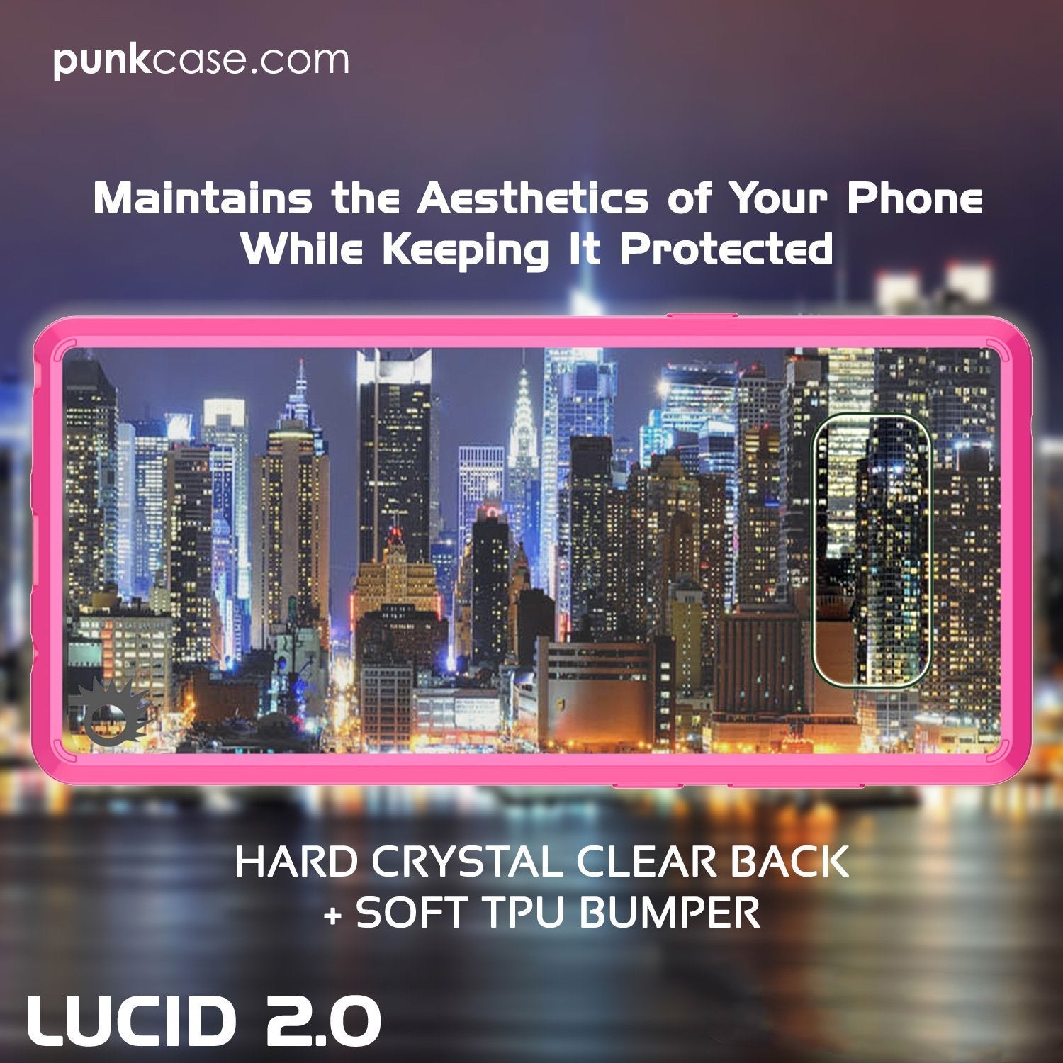 Galaxy Note 8 Case, PUNKcase [LUCID 2.0 Series] [Slim Fit] Armor Cover w/Integrated Anti-Shock System & Screen Protector [Pink] (Color in image: White)