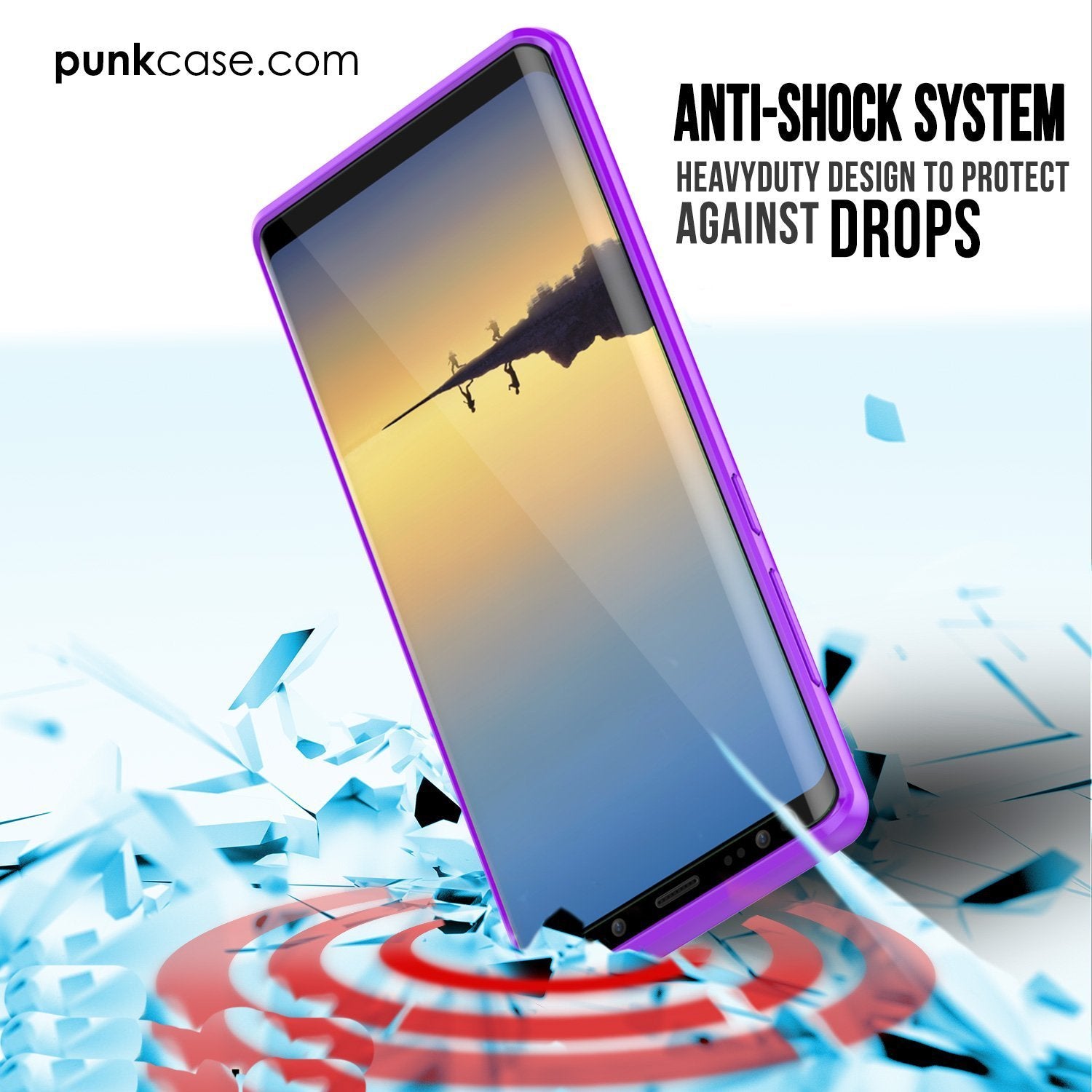 Galaxy Note 8 Case, PUNKcase [LUCID 2.0 Series] [Slim Fit] Armor Cover w/Integrated Anti-Shock System & Screen Protector [Purple] (Color in image: Clear)