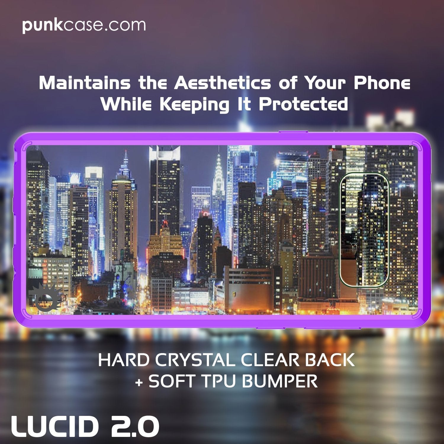 Galaxy Note 8 Case, PUNKcase [LUCID 2.0 Series] [Slim Fit] Armor Cover w/Integrated Anti-Shock System & Screen Protector [Purple] (Color in image: Crystal Black)