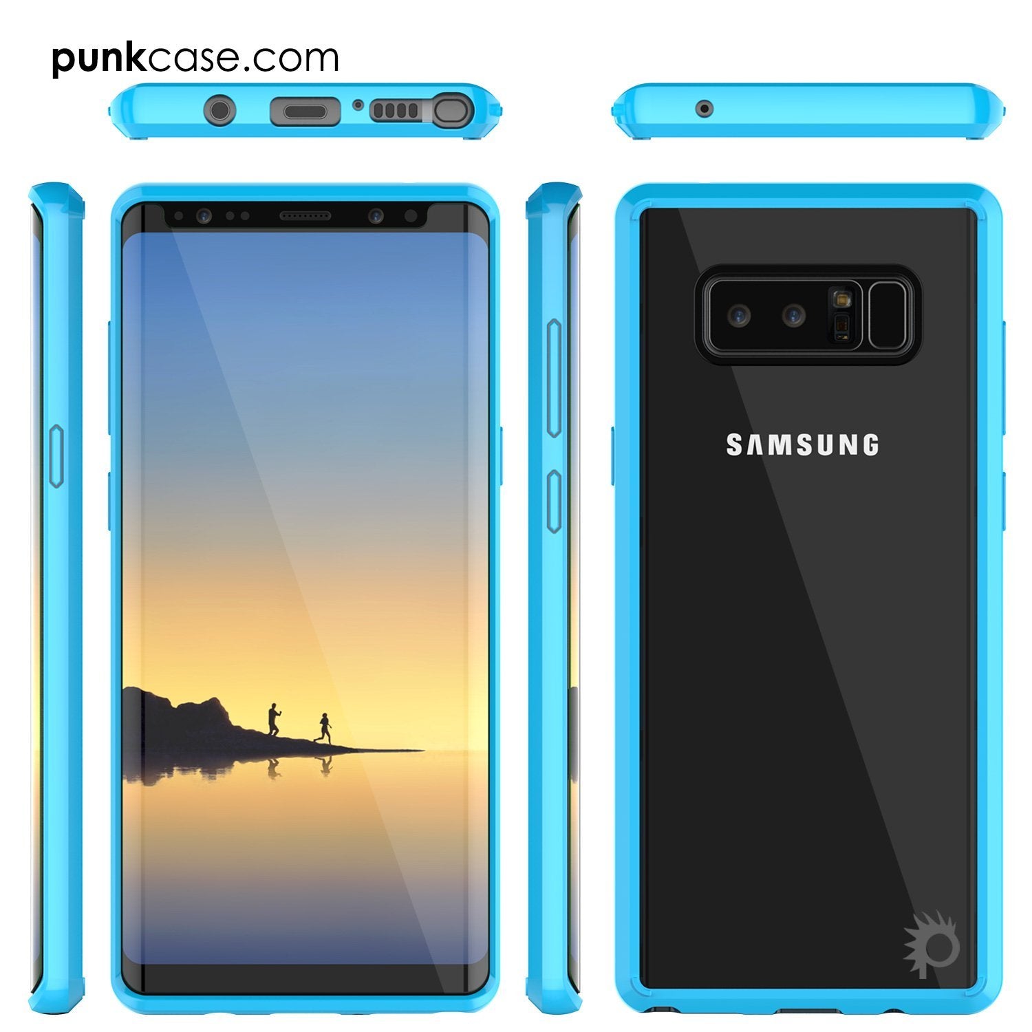 Capa Galaxy Note 8, PUNKcase [Série LUCID 2.0] [Ajuste Slim] Capa de Armadura com Sistema Anti-Choque Integrado e Protetor de Tela [Azul Claro]