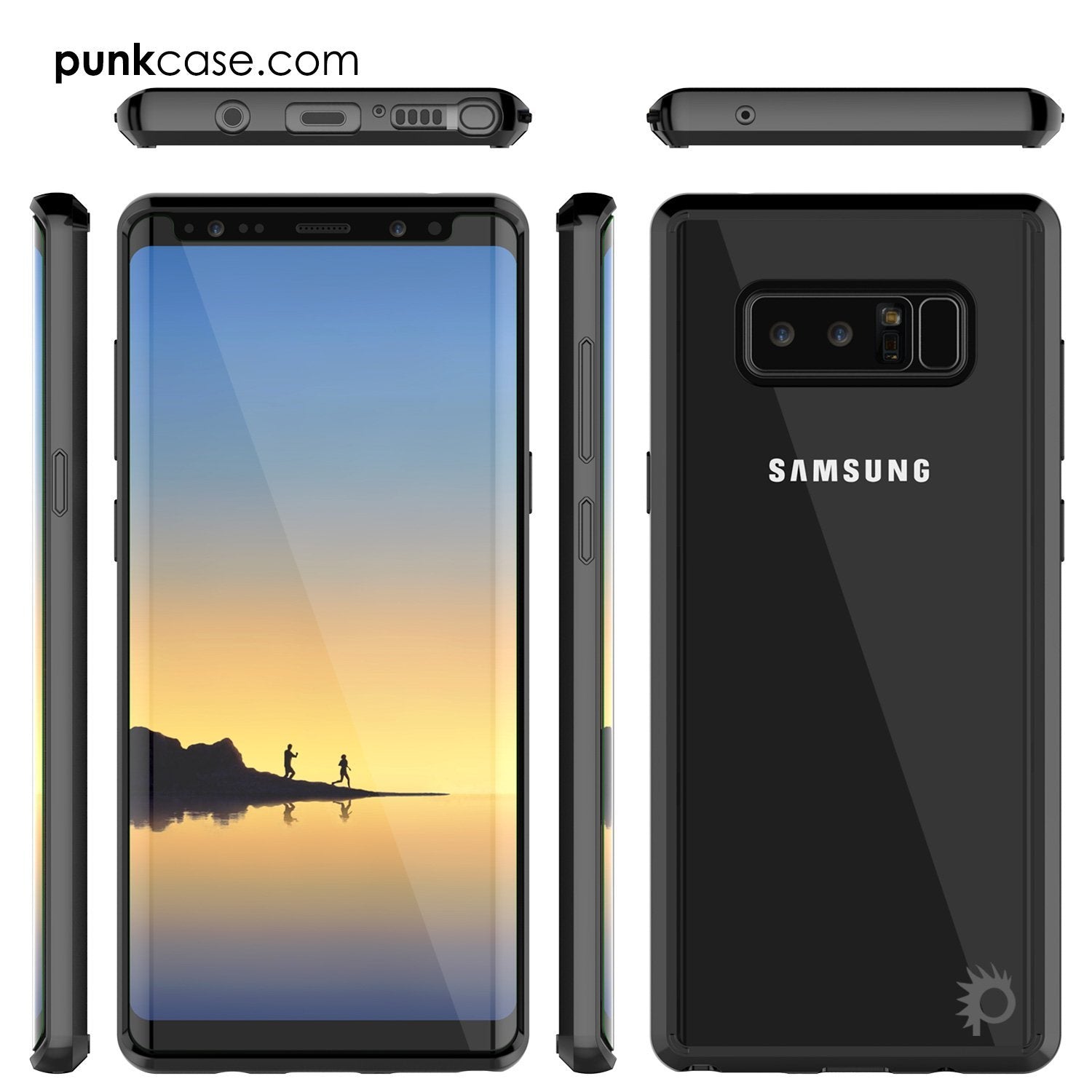 Capa para Galaxy Note 8, PUNKcase [Série LUCID 2.0] [Ajuste Fino] [Costas Transparentes] Capa Blindada com Sistema Anti-Choque Integrado e Protetor de Tela [Preto]