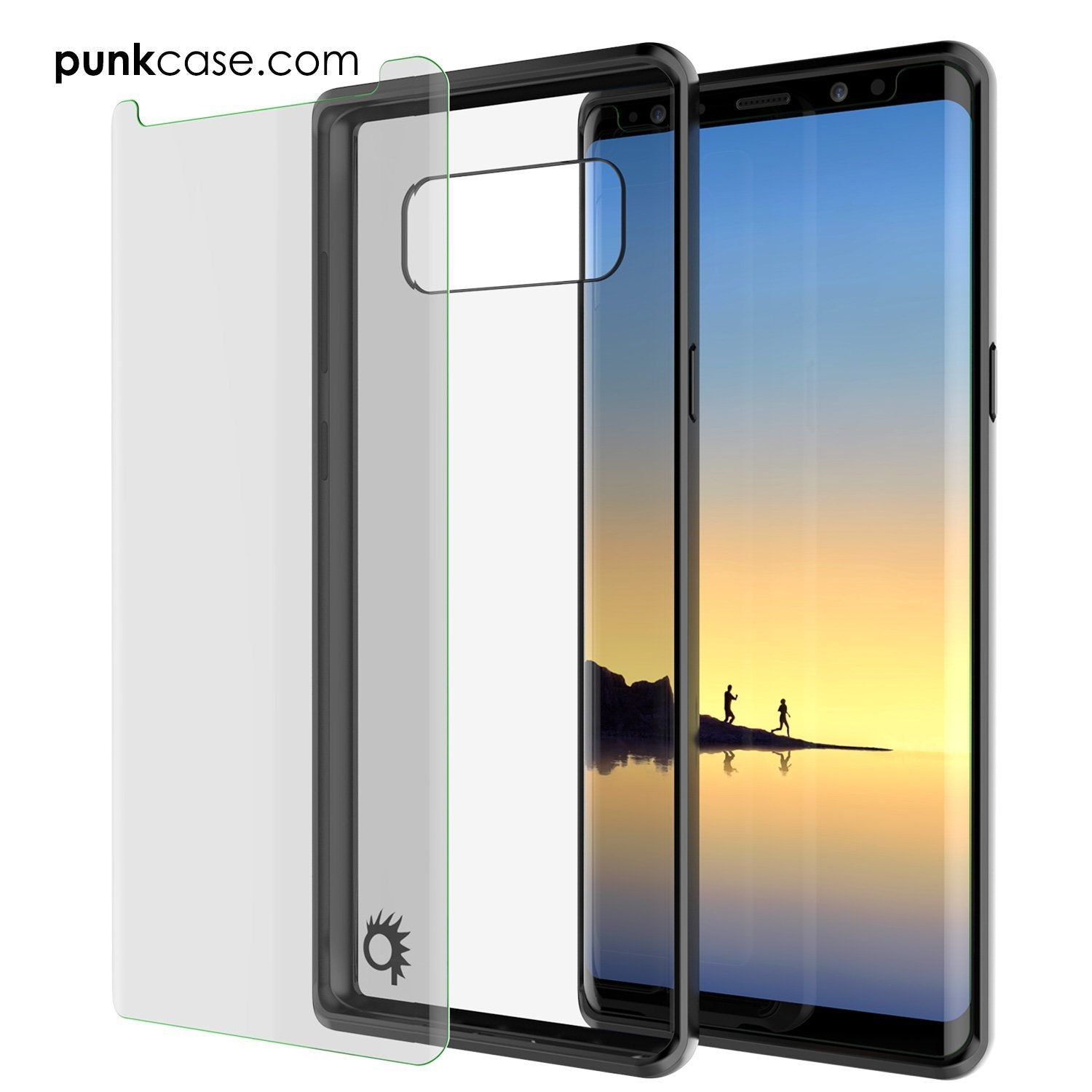 Capa para Galaxy Note 8, PUNKcase [Série LUCID 2.0] [Ajuste Fino] [Costas Transparentes] Capa Blindada com Sistema Anti-Choque Integrado e Protetor de Tela [Preto]