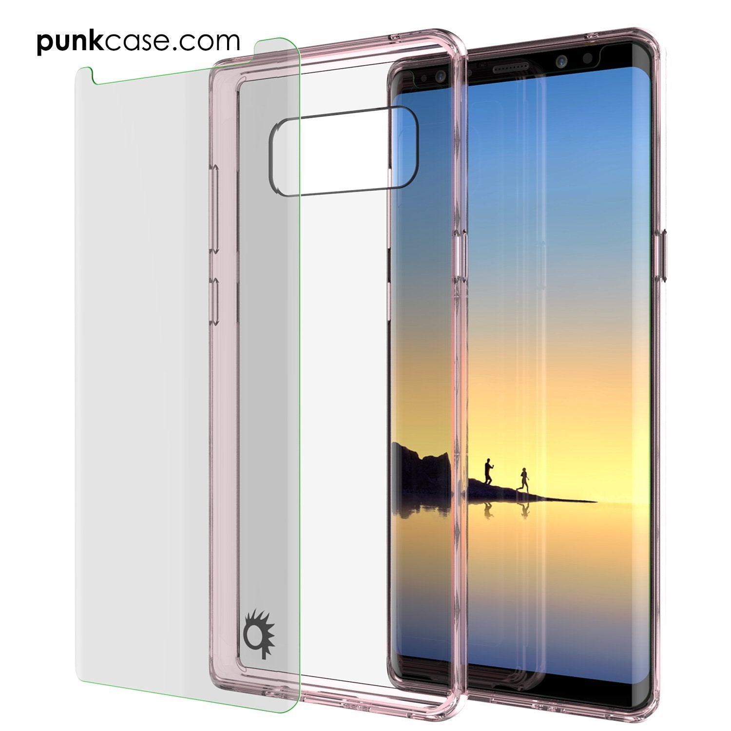 Capa Galaxy Note 8, PUNKcase [Série LUCID 2.0] [Ajuste Slim] Capa de Armadura com Sistema Anti-choque Integrado e Protetor de Tela [Rosa Cristal]