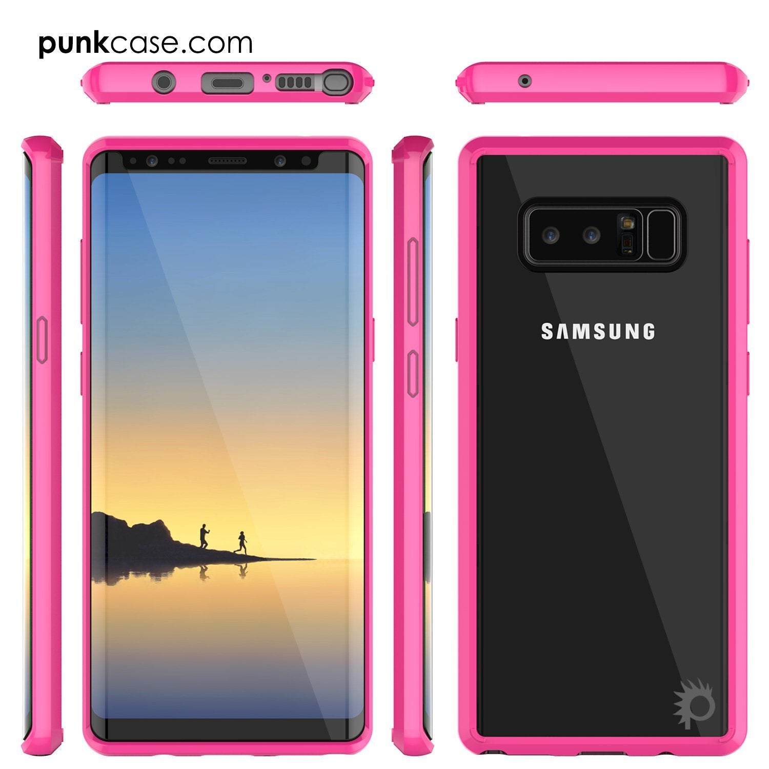 Capa Galaxy Note 8, PUNKcase [Série LUCID 2.0] [Ajuste Slim] Capa de Armadura com Sistema Anti-Choque Integrado e Protetor de Tela [Rosa]
