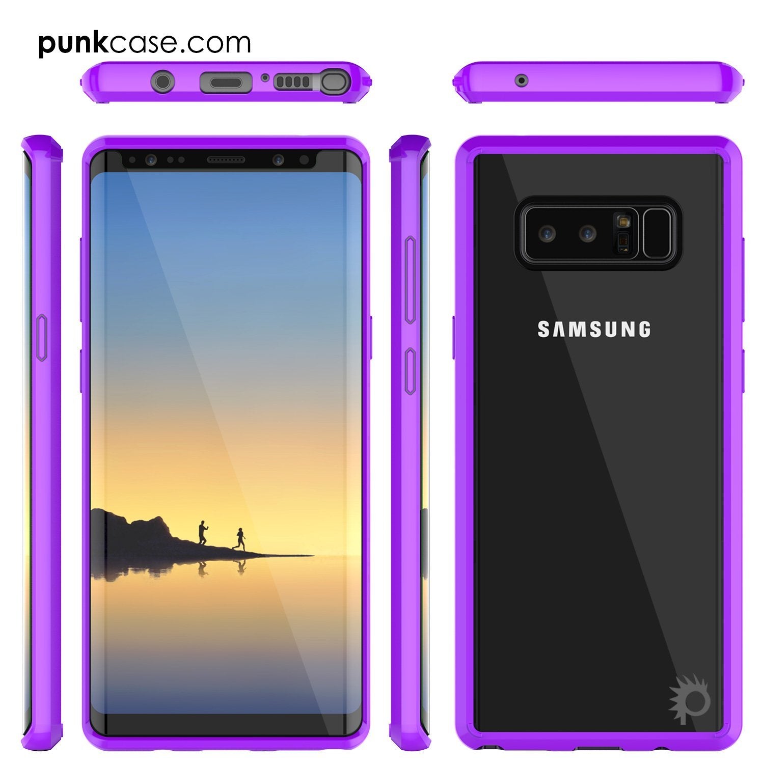 Capa Galaxy Note 8, PUNKcase [Série LUCID 2.0] [Ajuste Slim] Capa de Armadura com Sistema Anti-Choque Integrado e Protetor de Tela [Roxo]