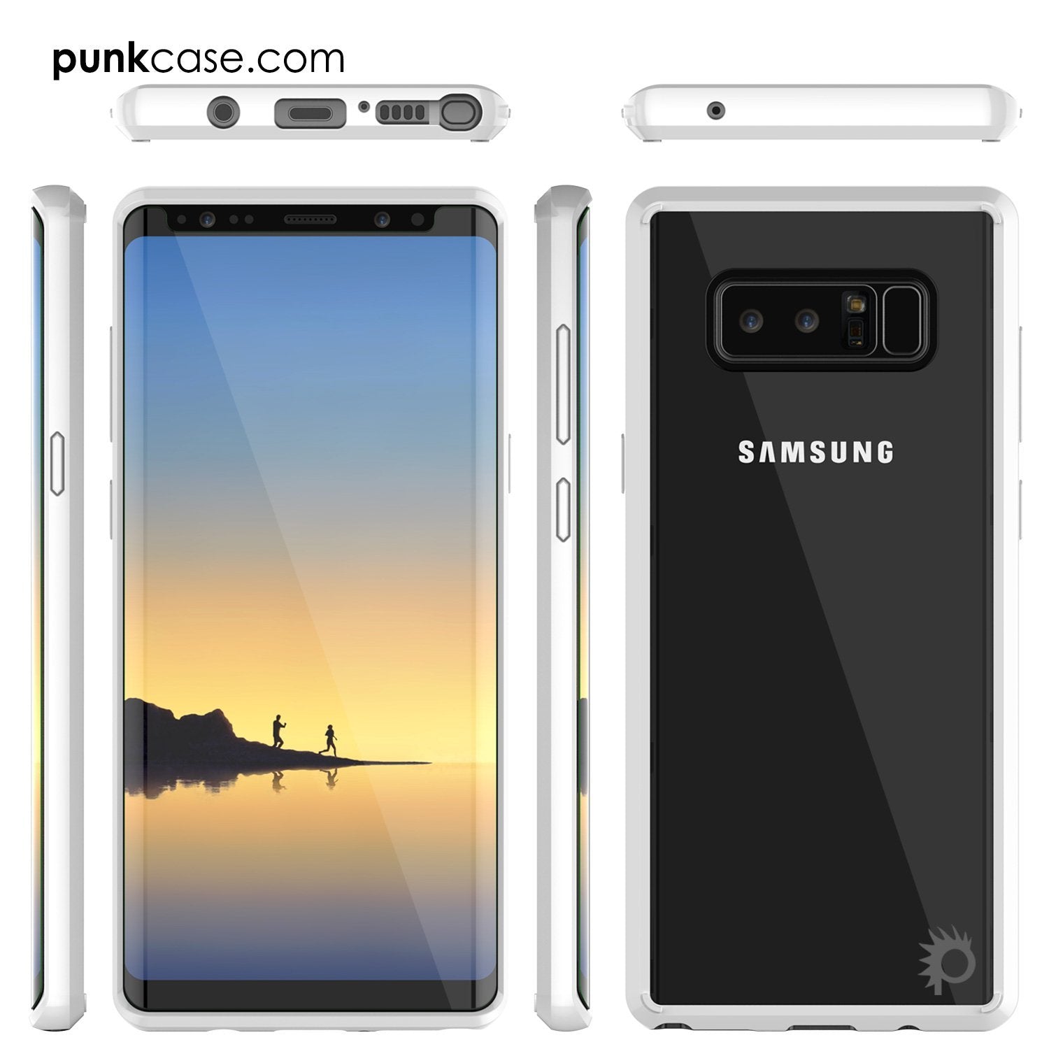 Capa Galaxy Note 8, PUNKcase [Série LUCID 2.0] [Ajuste Slim] Capa de Armadura com Sistema Integrado Anti-Choque e Protetor de Tela [Branco]