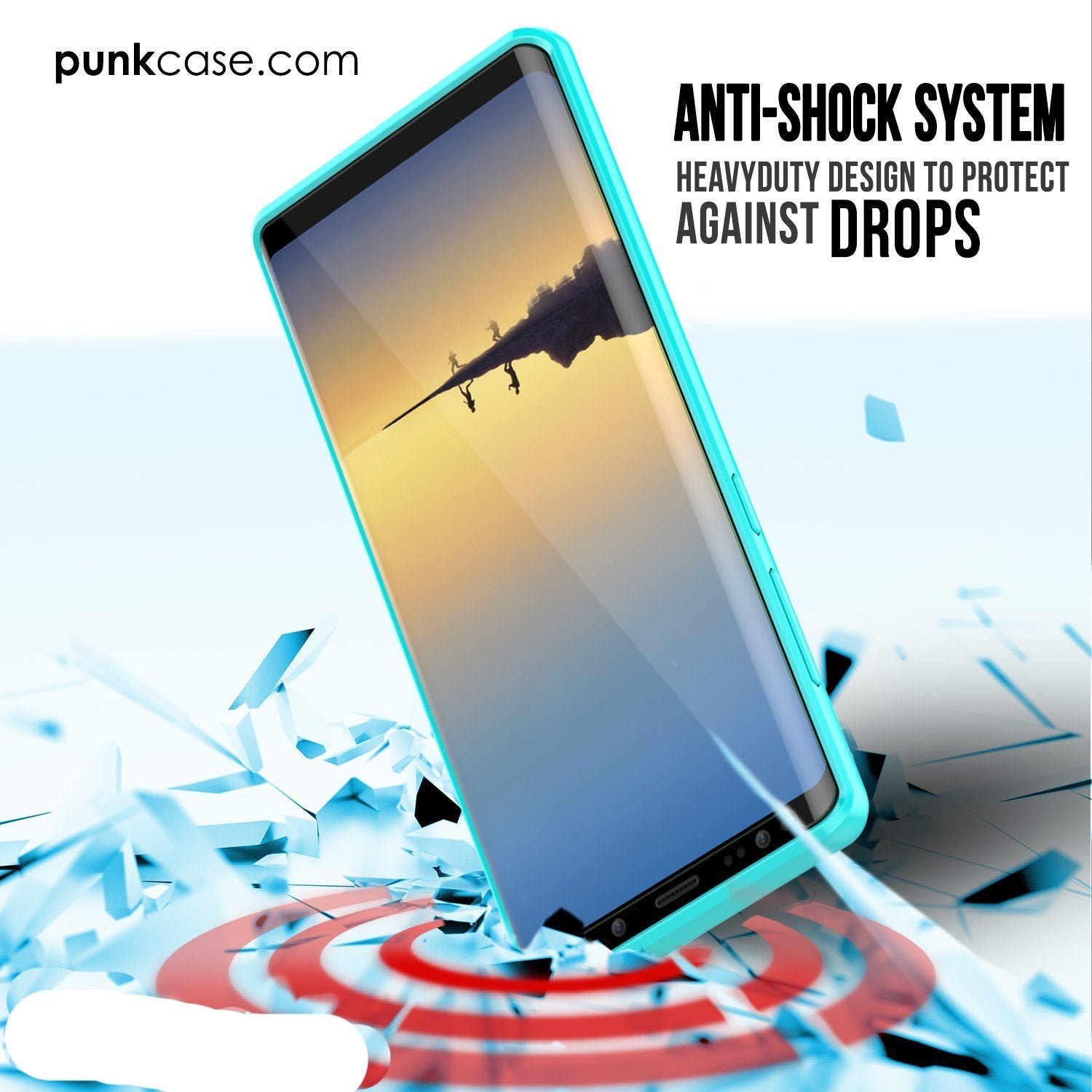 Galaxy Note 8 Case, PUNKcase [LUCID 2.0 Series] [Slim Fit] Armor Cover w/Integrated Anti-Shock System & Screen Protector [Teal] (Color in image: Crystal Black)