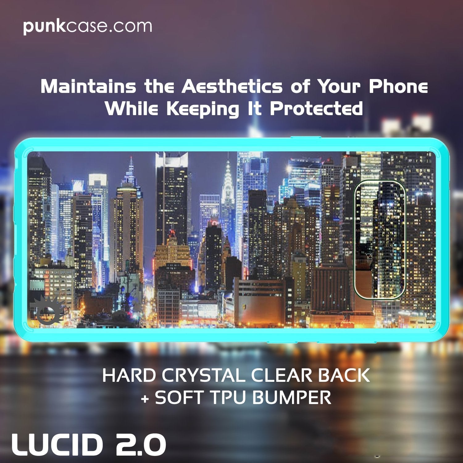 Galaxy Note 8 Case, PUNKcase [LUCID 2.0 Series] [Slim Fit] Armor Cover w/Integrated Anti-Shock System & Screen Protector [Teal] (Color in image: Purple)