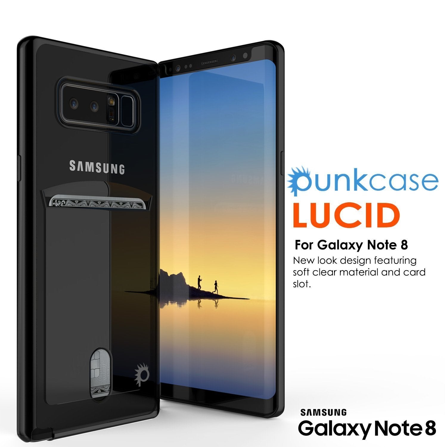 Capa Galaxy Note 8, Série PUNKCASE® LUCID Black | Slot para Cartão | Protetor de Tela SHIELD | Ajuste Ultra