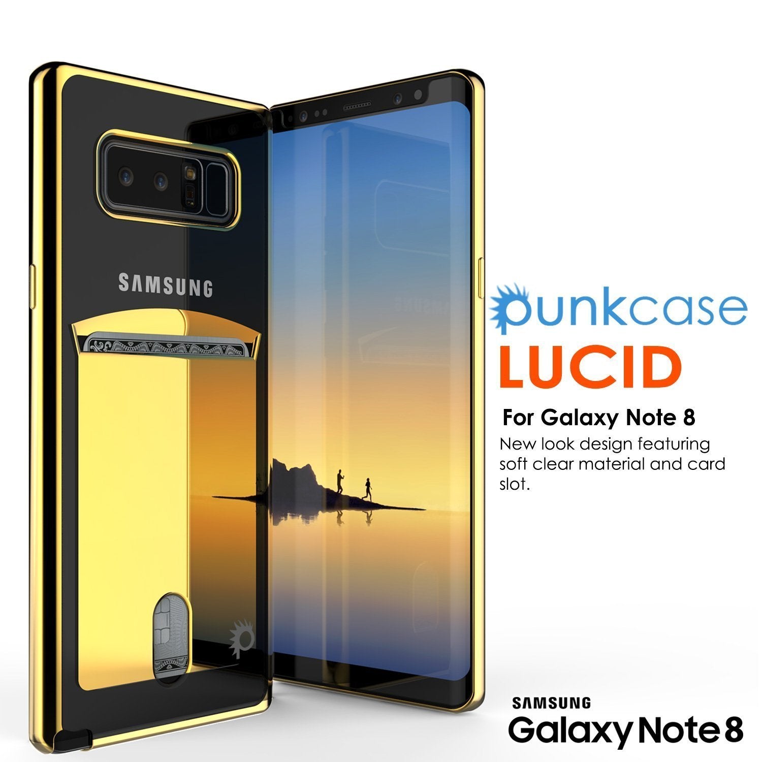 Capa Galaxy Note 8, Série PUNKCASE® LUCID Gold | Compartimento para Cartão | Protetor de Tela SHIELD | Ajuste Ultra