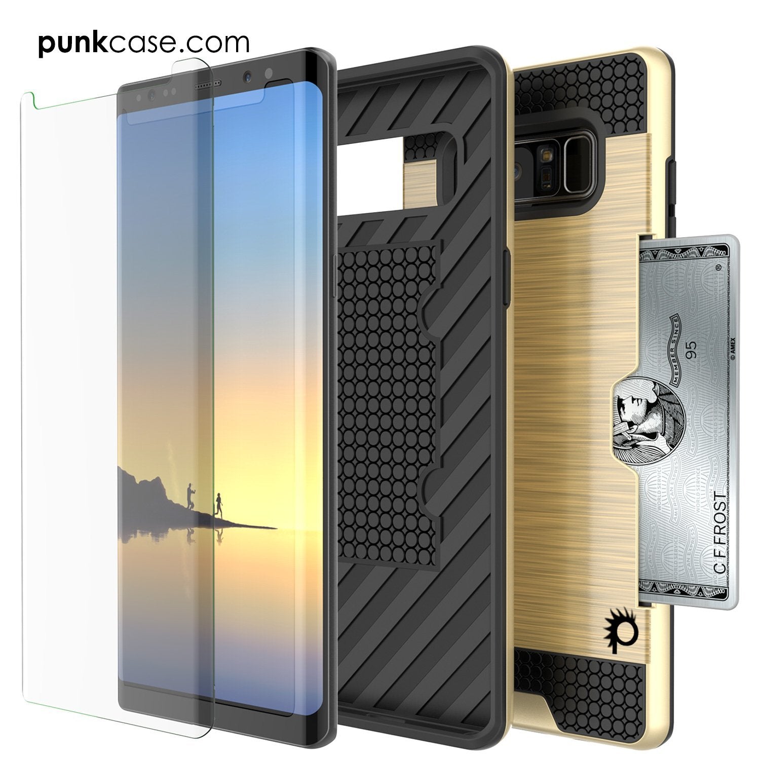Capa Galaxy Note 8, PUNKcase [Série SLOT] Ajuste Slim Samsung Note 8 [Dourado]