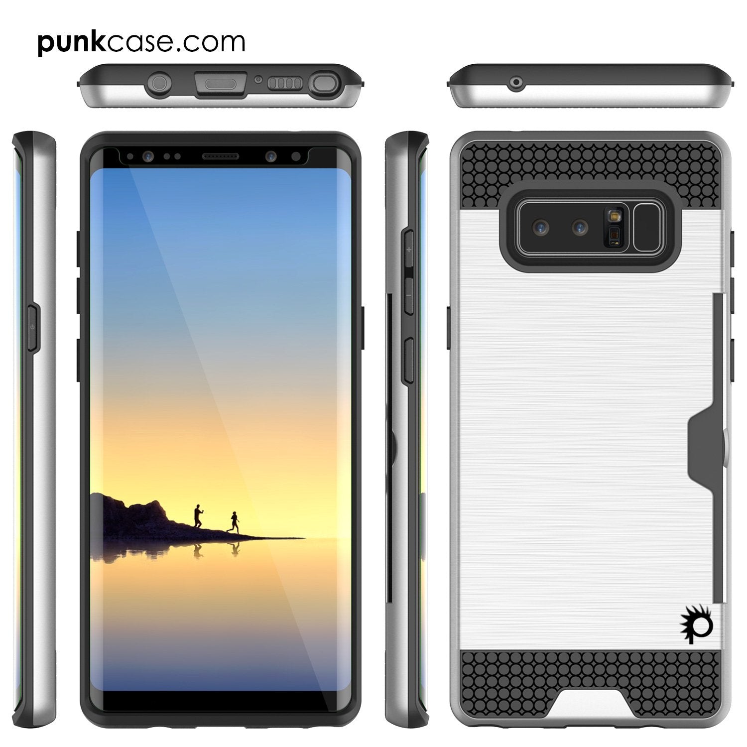 Capa Galaxy Note 8, PUNKcase [Série SLOT] Ajuste Slim Samsung Note 8 [Prata]