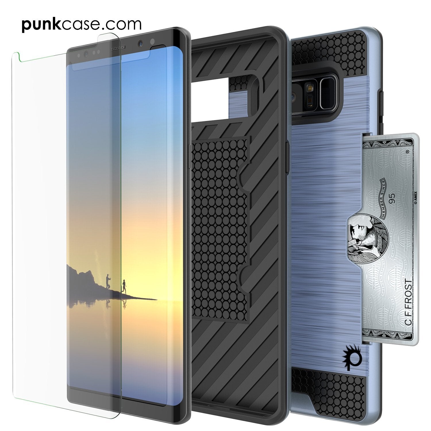 Capa Galaxy Note 8, PUNKcase [Série SLOT] Ajuste Fino Samsung Note 8 [Azul Marinho]