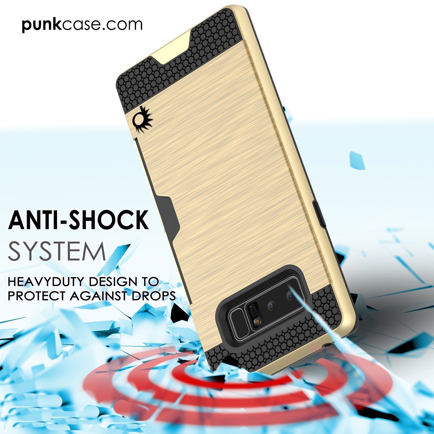 Galaxy Note 8 Case, PUNKcase [SLOT Series] Slim Fit  Samsung Note 8 [Gold] (Color in image: Navy)