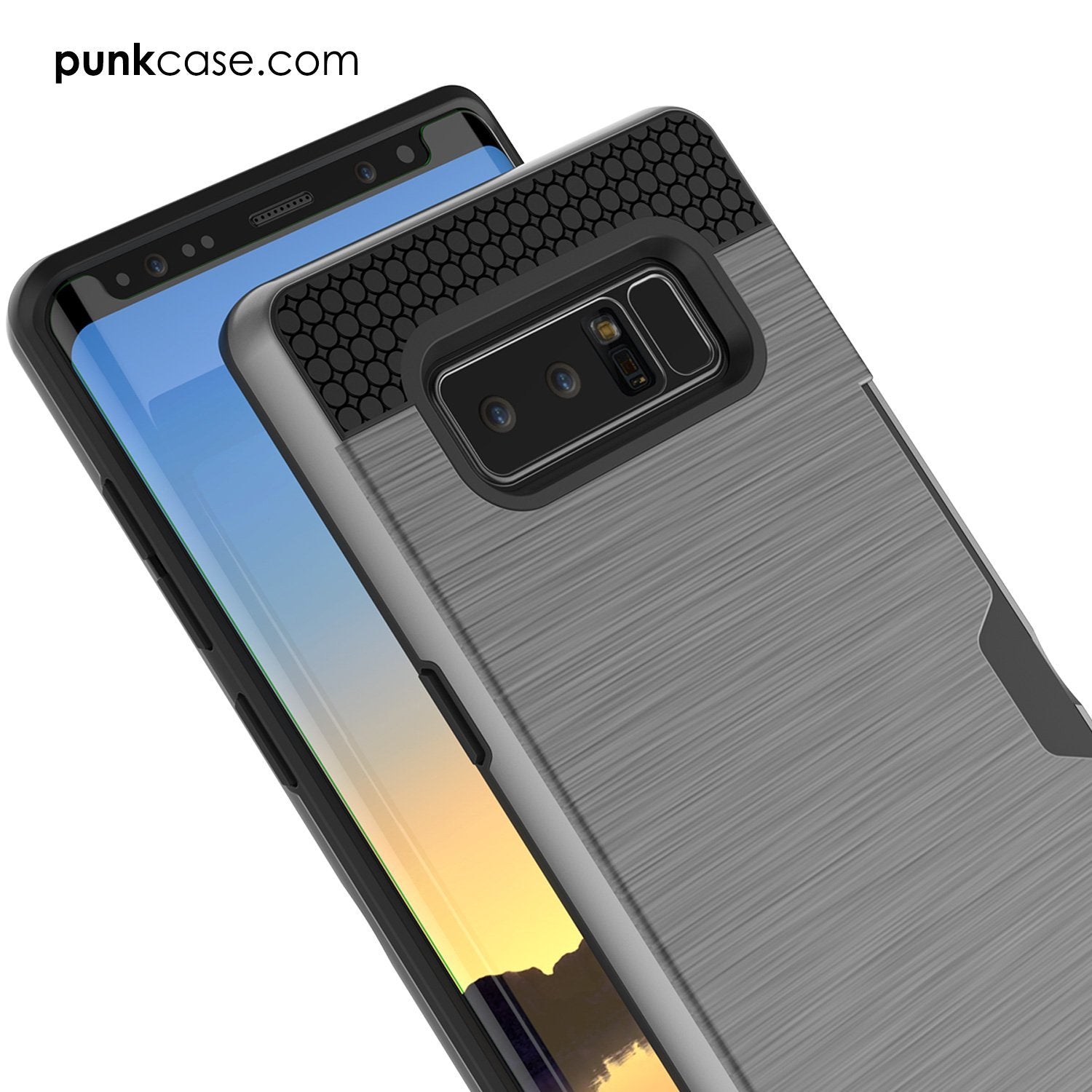 Galaxy Note 8 Case, PUNKcase [SLOT Series] Slim Fit  Samsung Note 8  [Grey] (Color in image: Black)