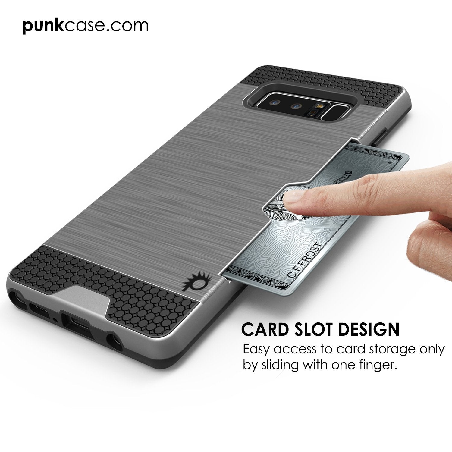 Galaxy Note 8 Case, PUNKcase [SLOT Series] Slim Fit  Samsung Note 8  [Grey] (Color in image: Silver)