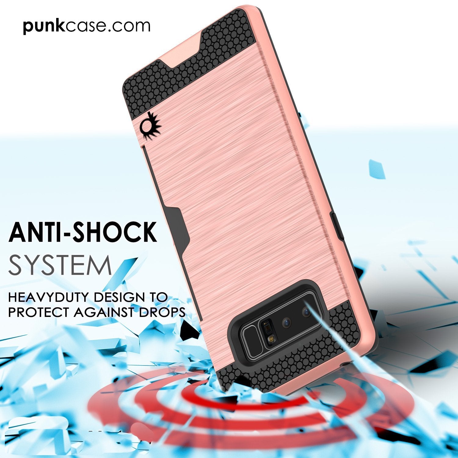 Galaxy Note 8 Case, PUNKcase [SLOT Series] Slim Fit  Samsung Note 8 [Rose] (Color in image: Grey)