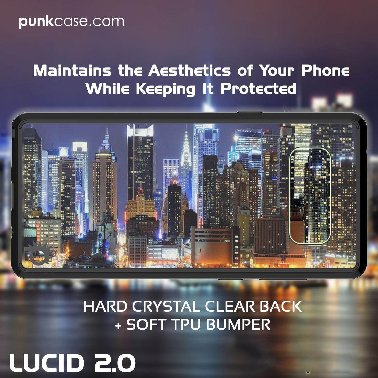 Capa para Galaxy Note 8, PUNKcase [Série LUCID 2.0] [Ajuste Fino] [Costas Transparentes] Capa Blindada com Sistema Anti-Choque Integrado e Protetor de Tela [Preto]