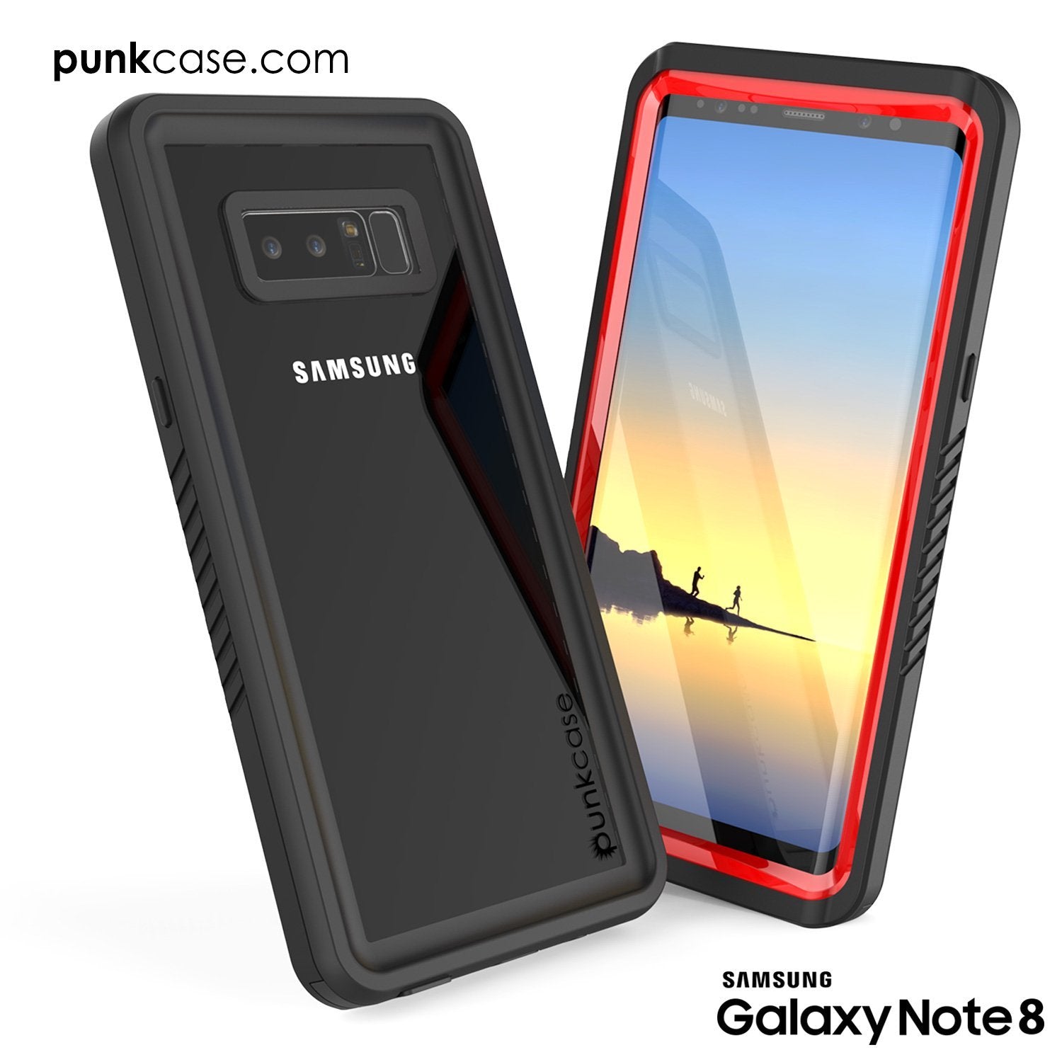 Capa para Galaxy Note 8, Punkcase [Série Extreme] [Slim Fit] [Certificado IP68] [À prova de choque] Capa de proteção com protetor de tela embutido [Vermelho]
