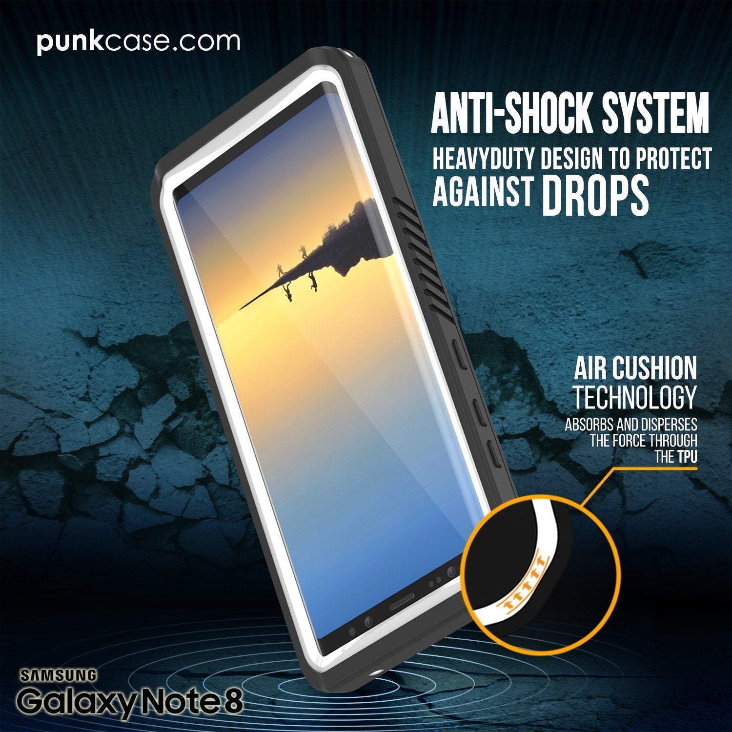 Capa Galaxy Note 8, Punkcase [Série Extrema] [Ajuste Slim] [Certificado IP68] [À Prova de Choque] Proteção de Armadura c/ Protetor de Tela Integrado [Branco]