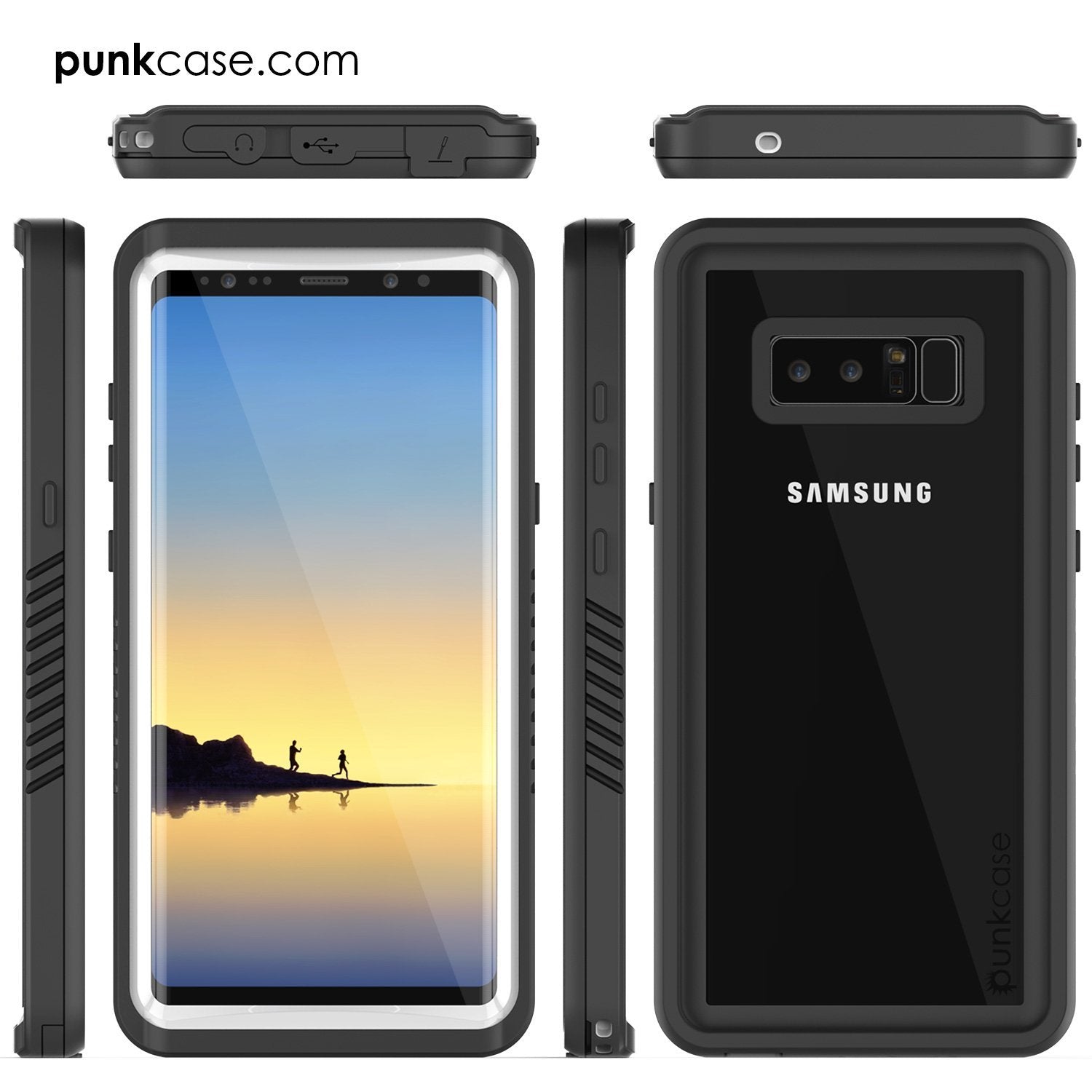 Galaxy Note 8 Case, Punkcase [Extreme Series] [Slim Fit] [IP68 Certified] [Shockproof] Armor Cover W/ Built In Screen Protector [White] (Color in image: Black)