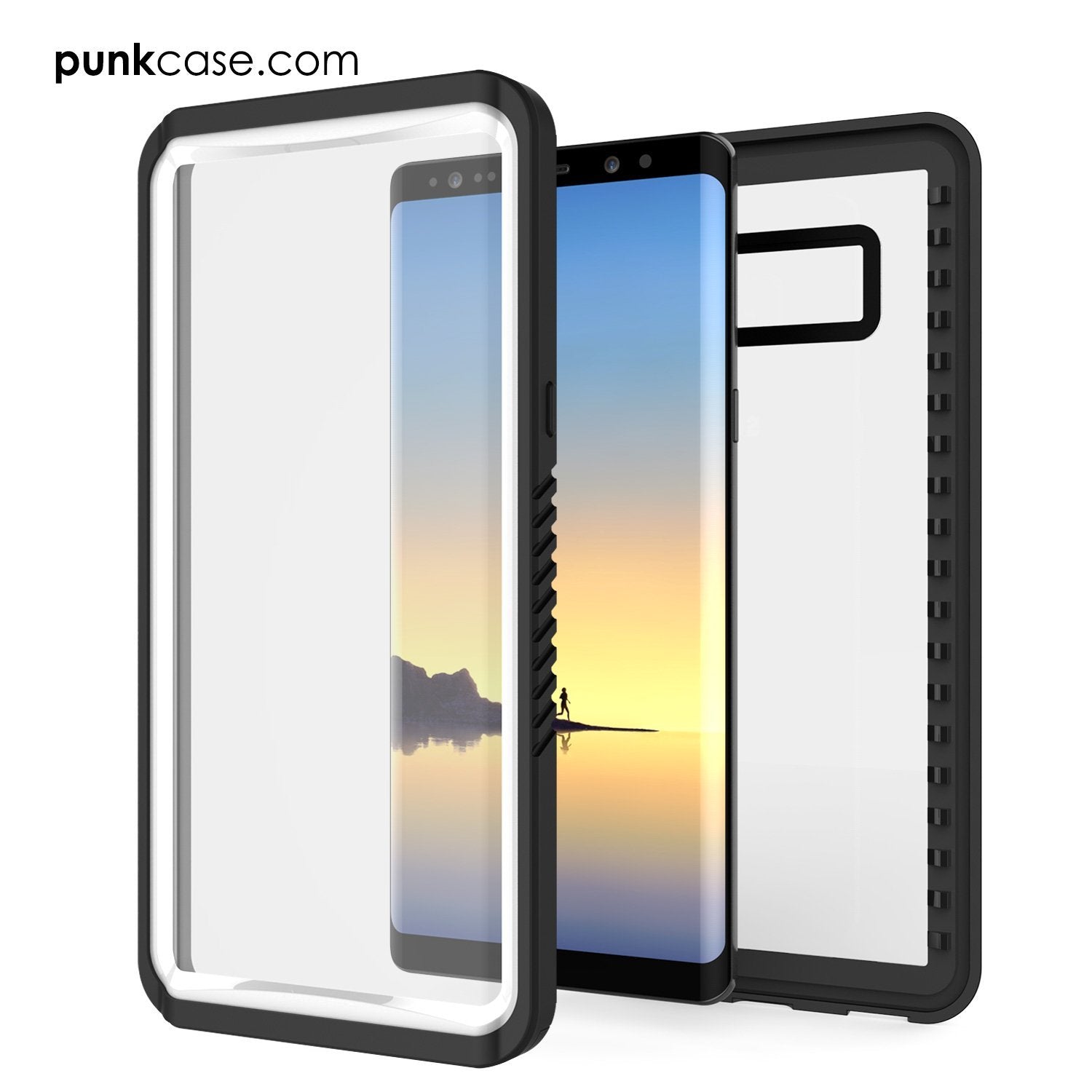 Galaxy Note 8 Case, Punkcase [Extreme Series] [Slim Fit] [IP68 Certified] [Shockproof] Armor Cover W/ Built In Screen Protector [White] (Color in image: Light Blue)