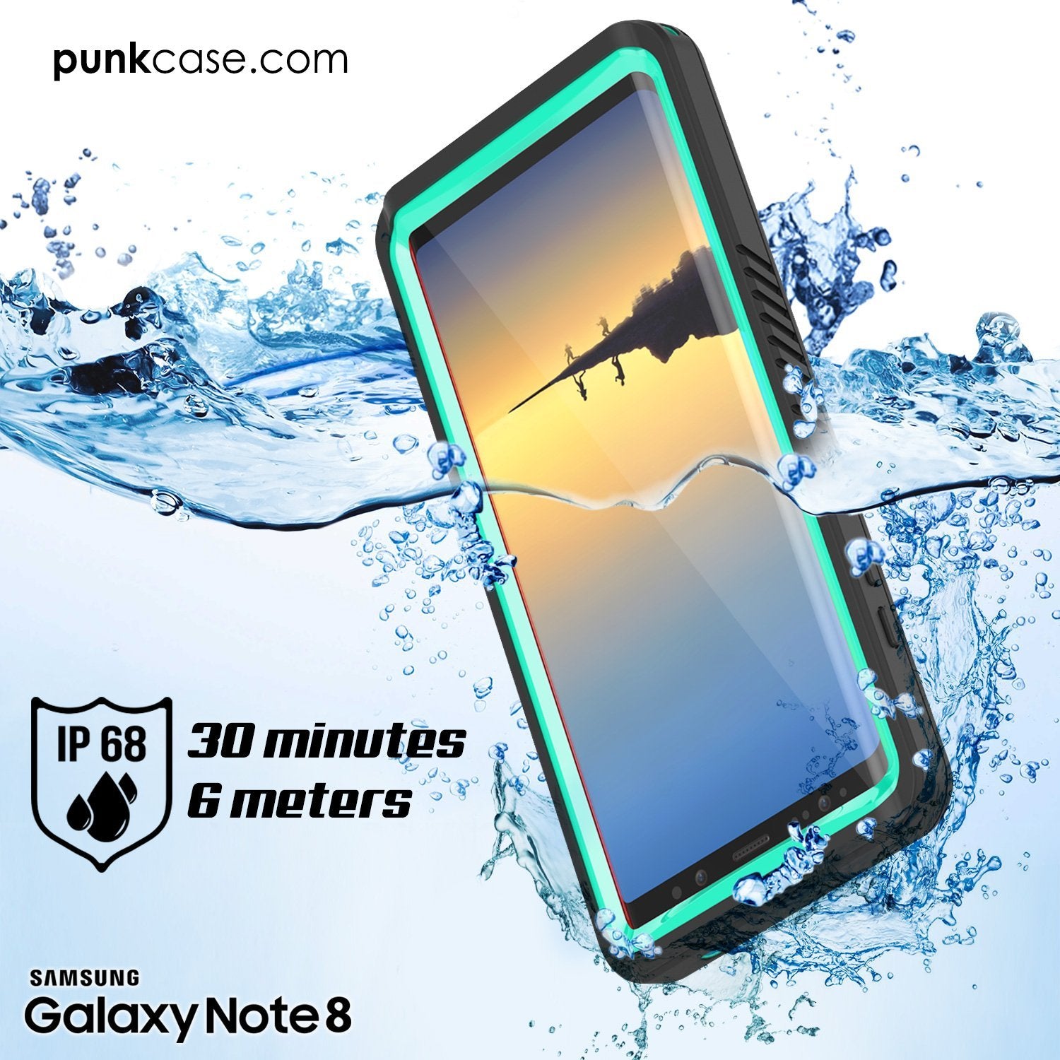 Capa Galaxy Note 8, Punkcase [Série Extreme] [Ajuste Fino] [Certificado IP68] [À Prova de Choque] Capa de Armadura com Protetor de Tela Integrado [Azul-petróleo]