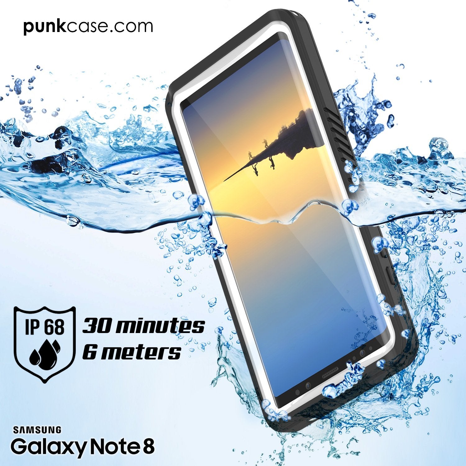 Capa Galaxy Note 8, Punkcase [Série Extrema] [Ajuste Slim] [Certificado IP68] [À Prova de Choque] Proteção de Armadura c/ Protetor de Tela Integrado [Branco]