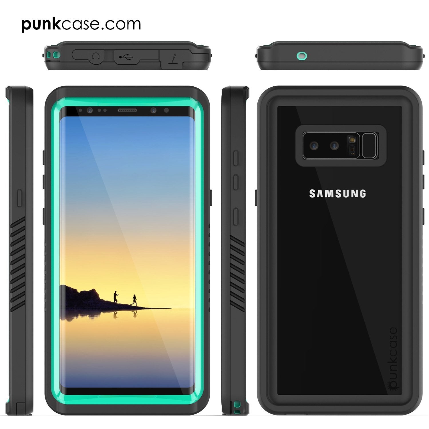 Galaxy Note 8 Case, Punkcase [Extreme Series] [Slim Fit] [IP68 Certified] [Shockproof] Armor Cover W/ Built In Screen Protector [Teal] (Color in image: Purple)