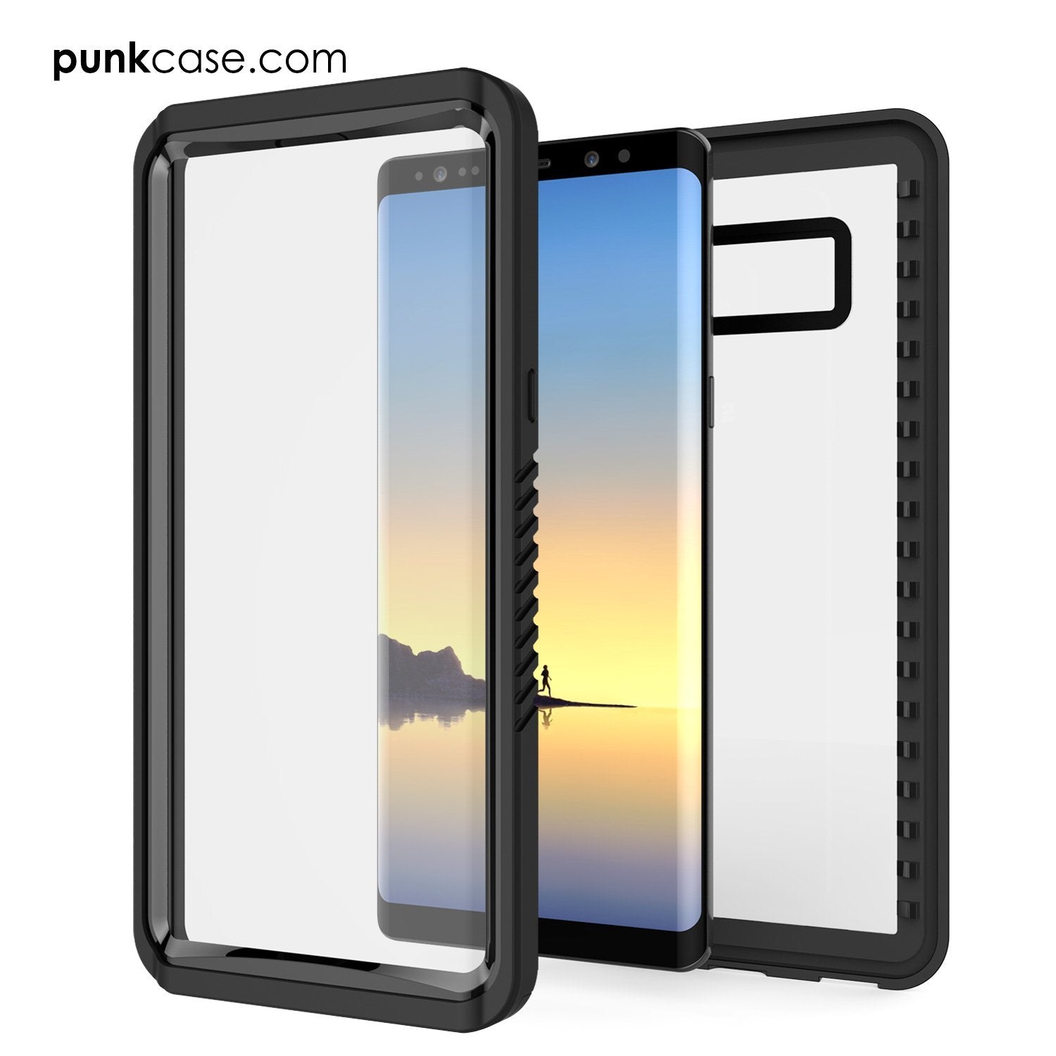 Galaxy Note 8 Case, Punkcase [Extreme Series] [Slim Fit] [IP68 Certified] [Shockproof] Armor Cover W/ Built In Screen Protector [Black] (Color in image: Light Blue)