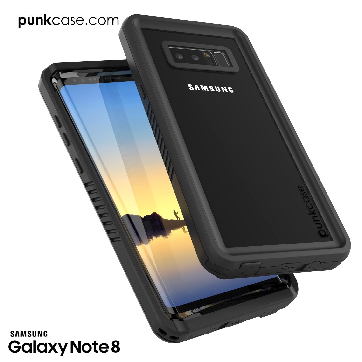 Capa para Galaxy Note 8, Punkcase [Série Extrema] [Ajuste Fino] [Certificado IP68] [À Prova de Choque] Capa de Armadura com Protetor de Tela Embutido [Preto]