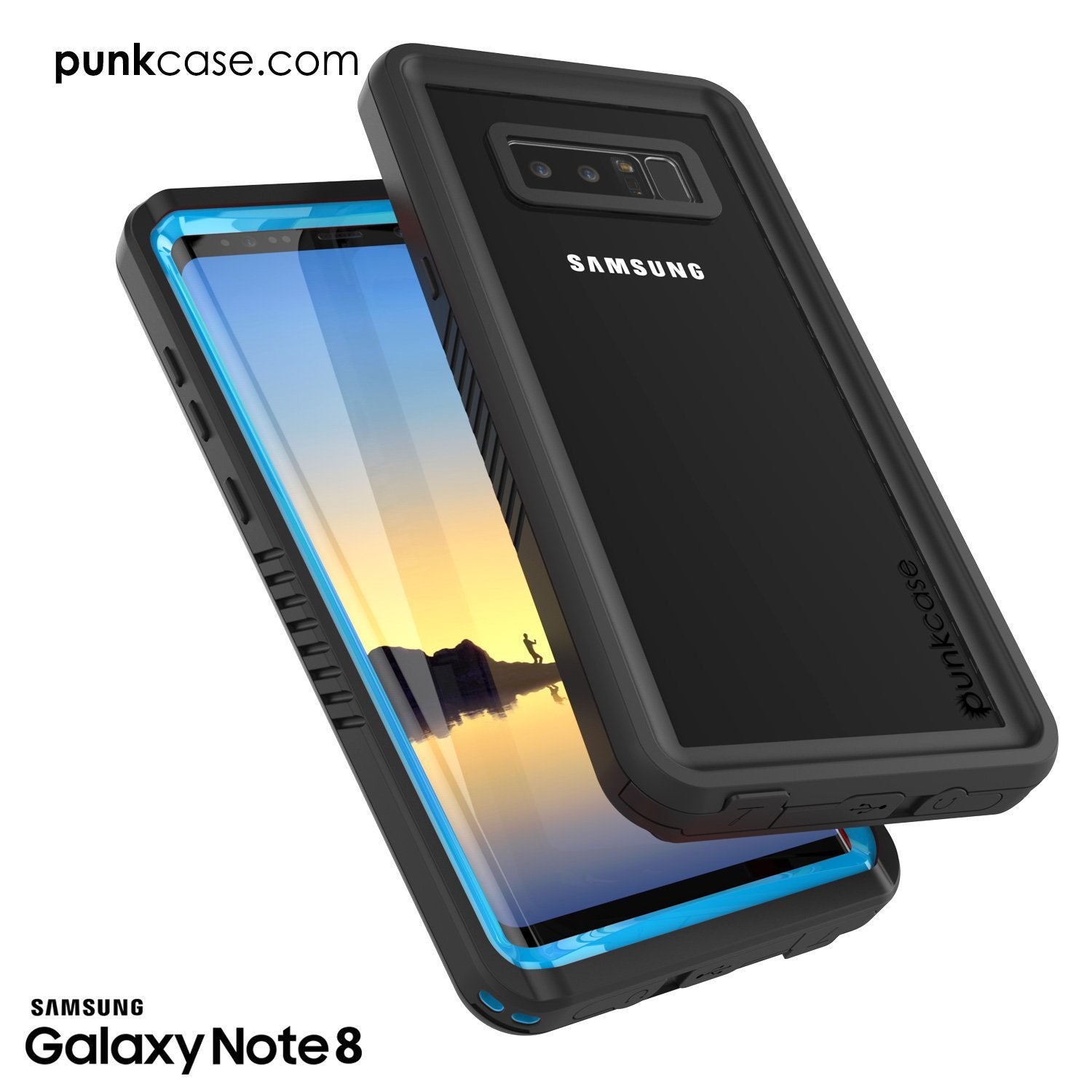 Capa Galaxy Note 8, Punkcase [Série Extrema] [Ajuste Slim] [Certificação IP68] [À Prova de Choque] Capa de Armadura com Protetor de Tela Incorporado [Azul Claro]