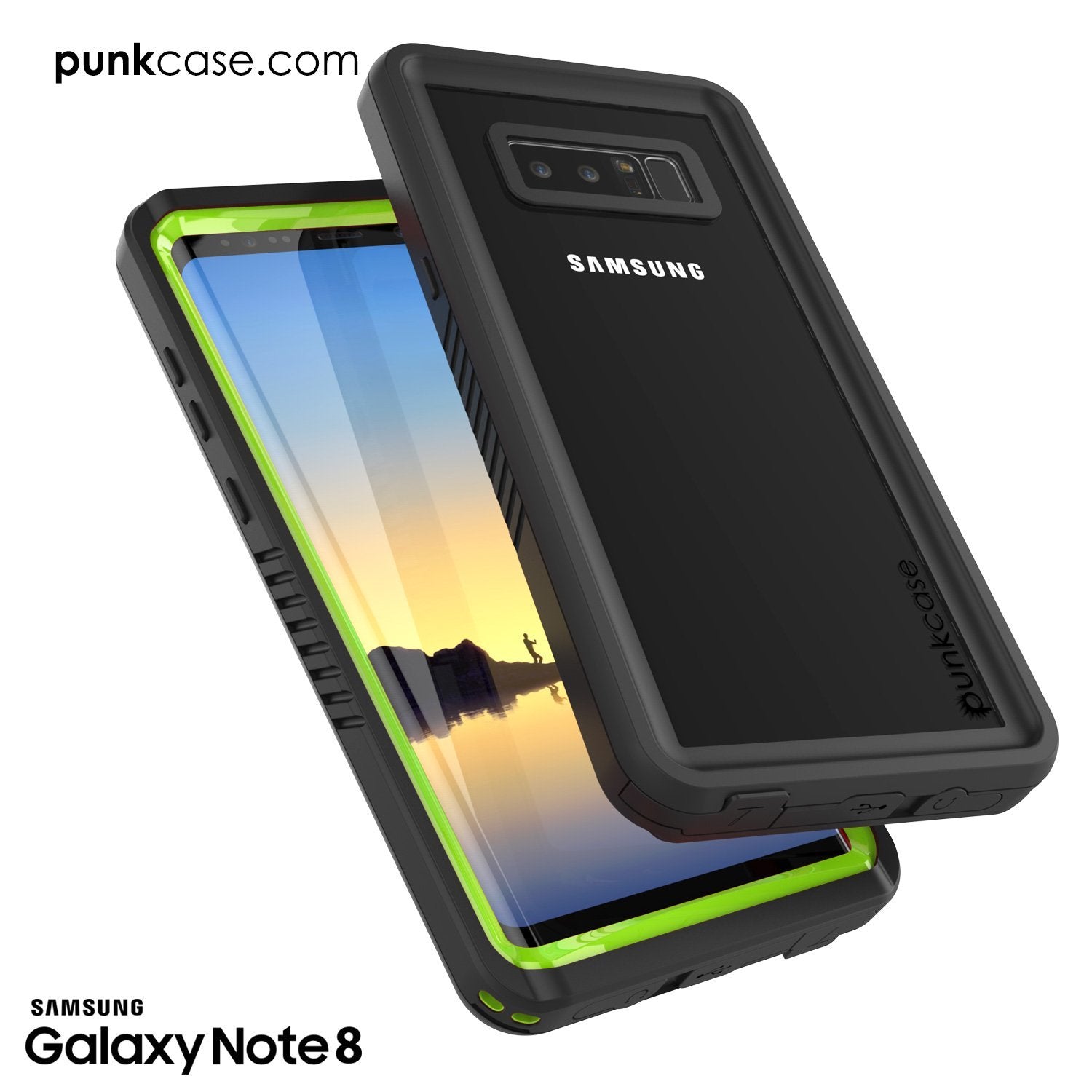 Capa Galaxy Note 8, Punkcase [Série Extrema] [Ajuste Slim] [Certificado IP68] [Prova de choque] Capa de Armadura com Protetor de Tela Embutido [Verde Claro]