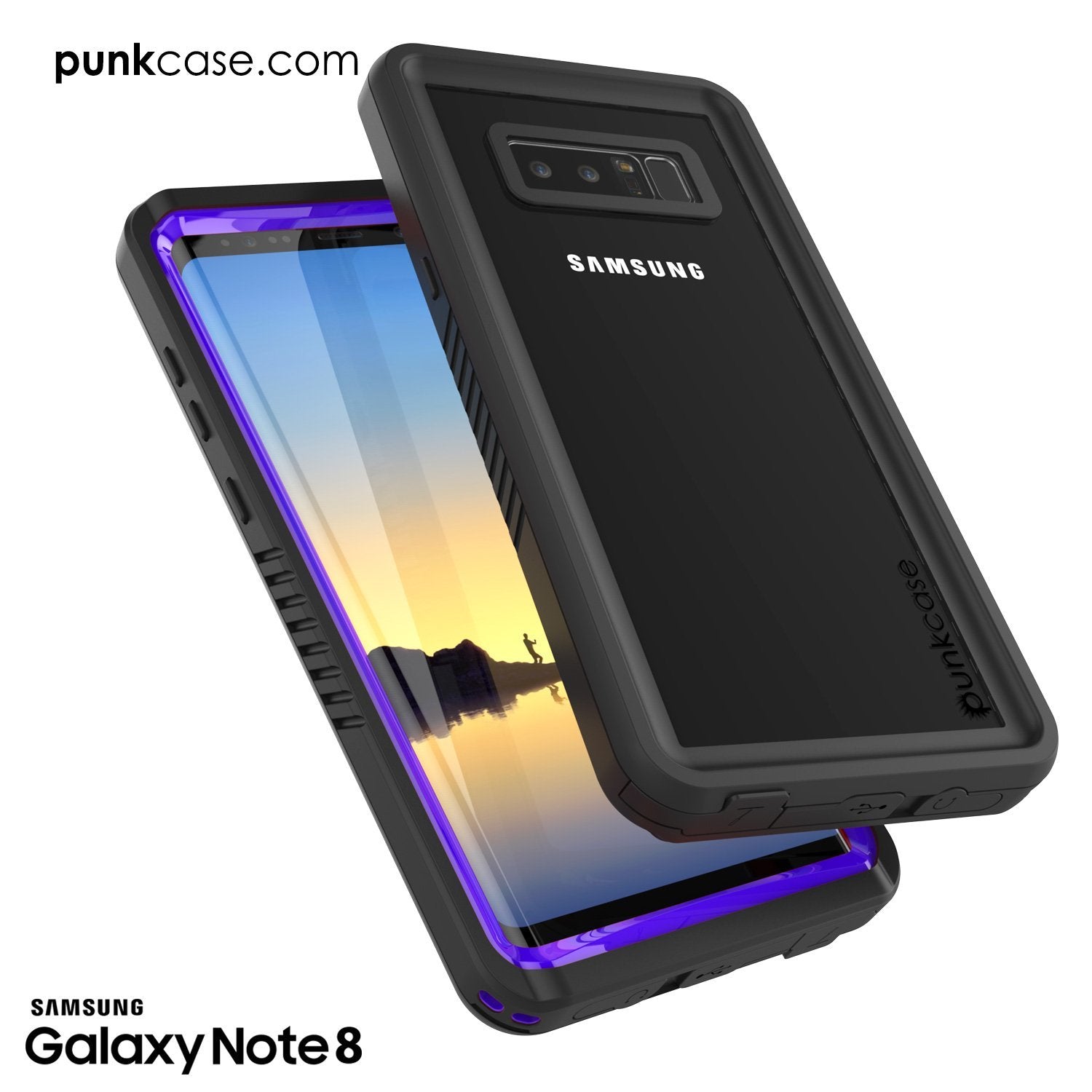 Capa Galaxy Note 8, Punkcase [Série Extreme] [Ajuste Slim] [Certificado IP68] [À Prova de Choque] Capa de Armadura com Protetor de Tela Embutido [Roxo]