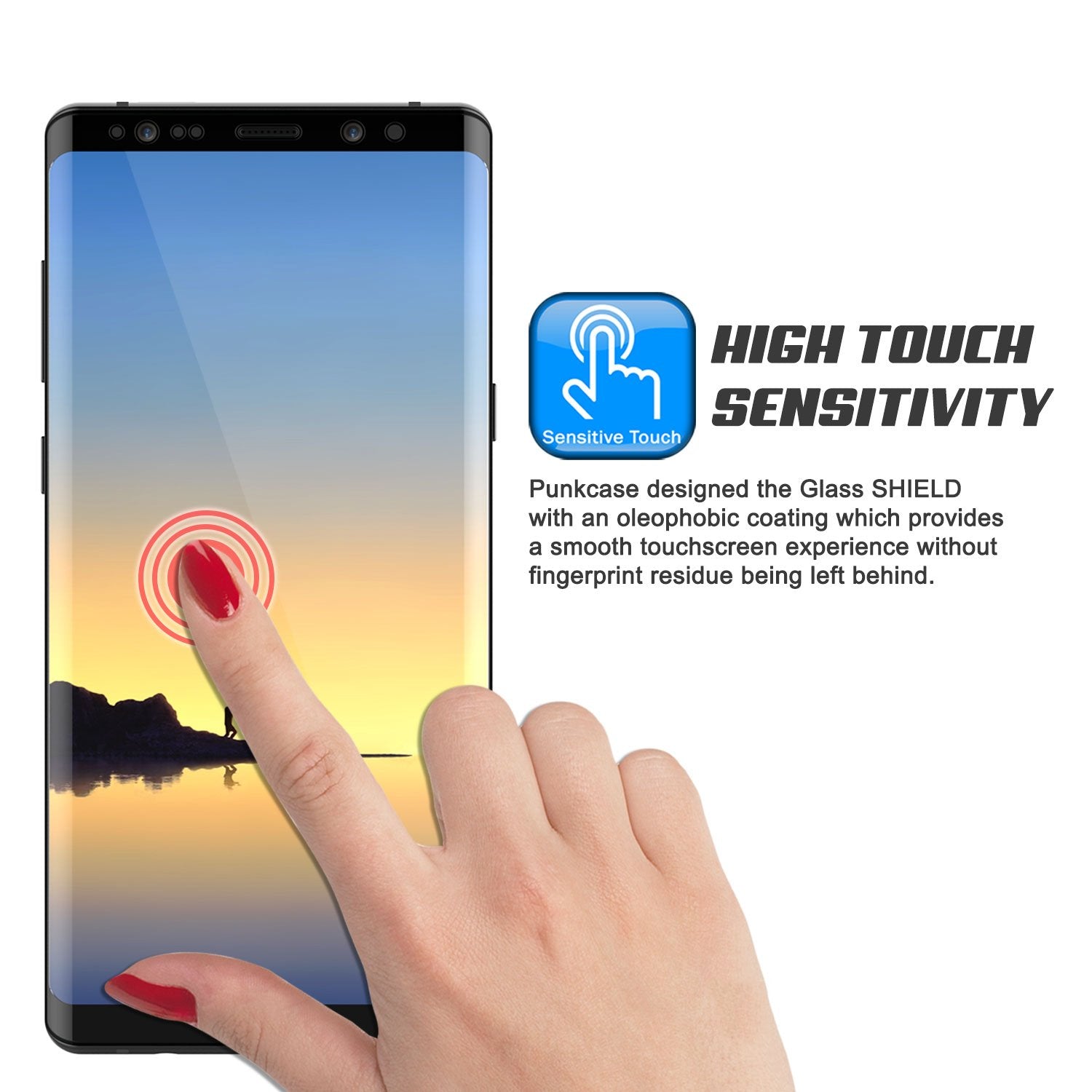 Galaxy Note 8  Clear Punkcase Glass SHIELD Tempered Glass Screen Protector 0.33mm Thick 9H Glass (Color in image: Silver)