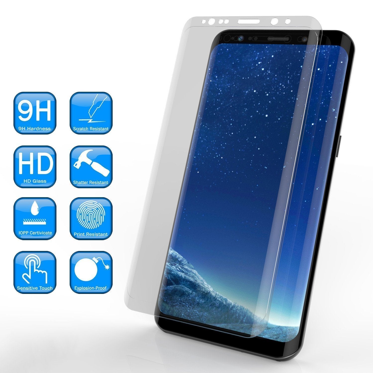 Protetor de tela de vidro temperado Punkcase Clear SHIELD para Galaxy S9+ Plus, vidro temperado de 0,33mm de espessura e resistência 9H