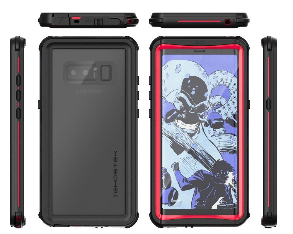 Galaxy Note 8, Ghostek Nautical Series  for Galaxy Note 8 Rugged Waterproof Case | RED