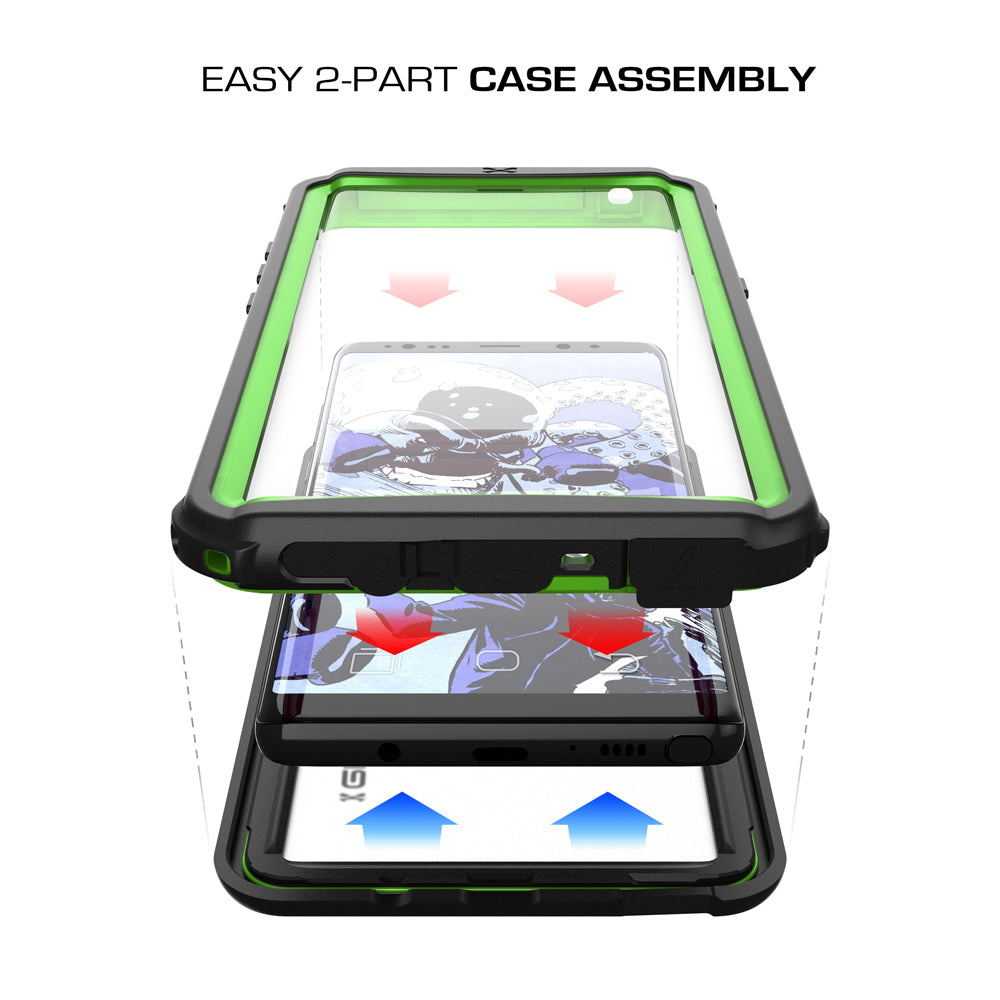 Galaxy Note 8, Ghostek Nautical Series Waterproof Case for Samsung Galaxy Note 8 Heavy Duty | Green (Color in image: Black)