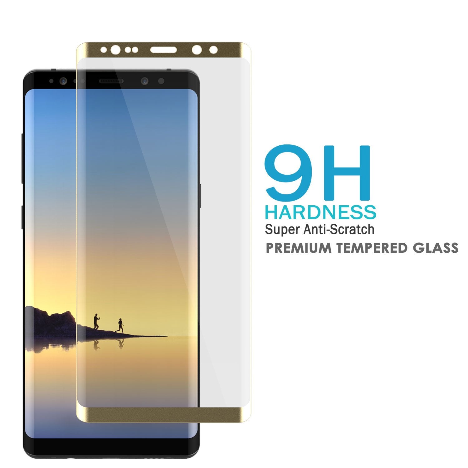 Galaxy Note 8  Gold Punkcase Glass SHIELD Tempered Glass Screen Protector 0.33mm Thick 9H Glass (Color in image: Black)