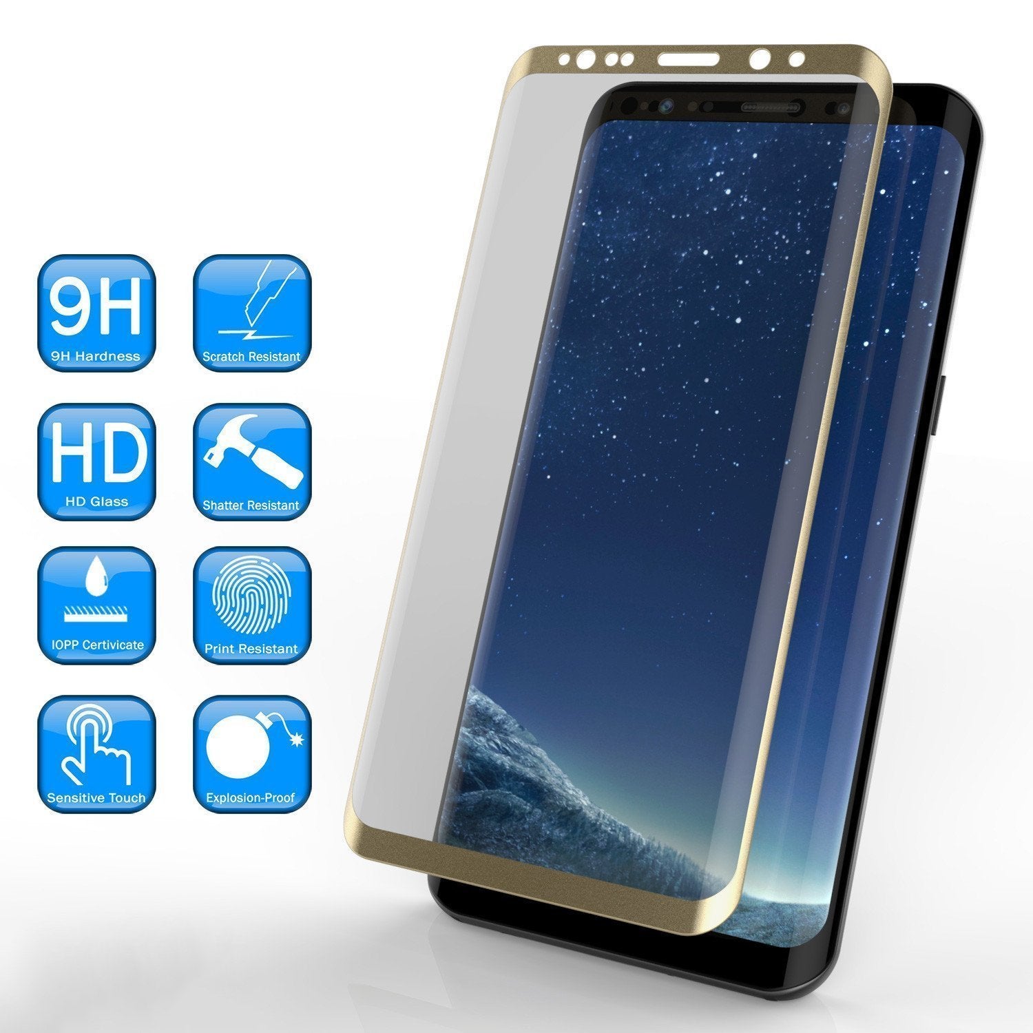 Galaxy S9+ Plus Ouro Punkcase Vidro SHIELD Protetor de Tela de Vidro Temperado 0,33mm de Espessura 9H de Vidro