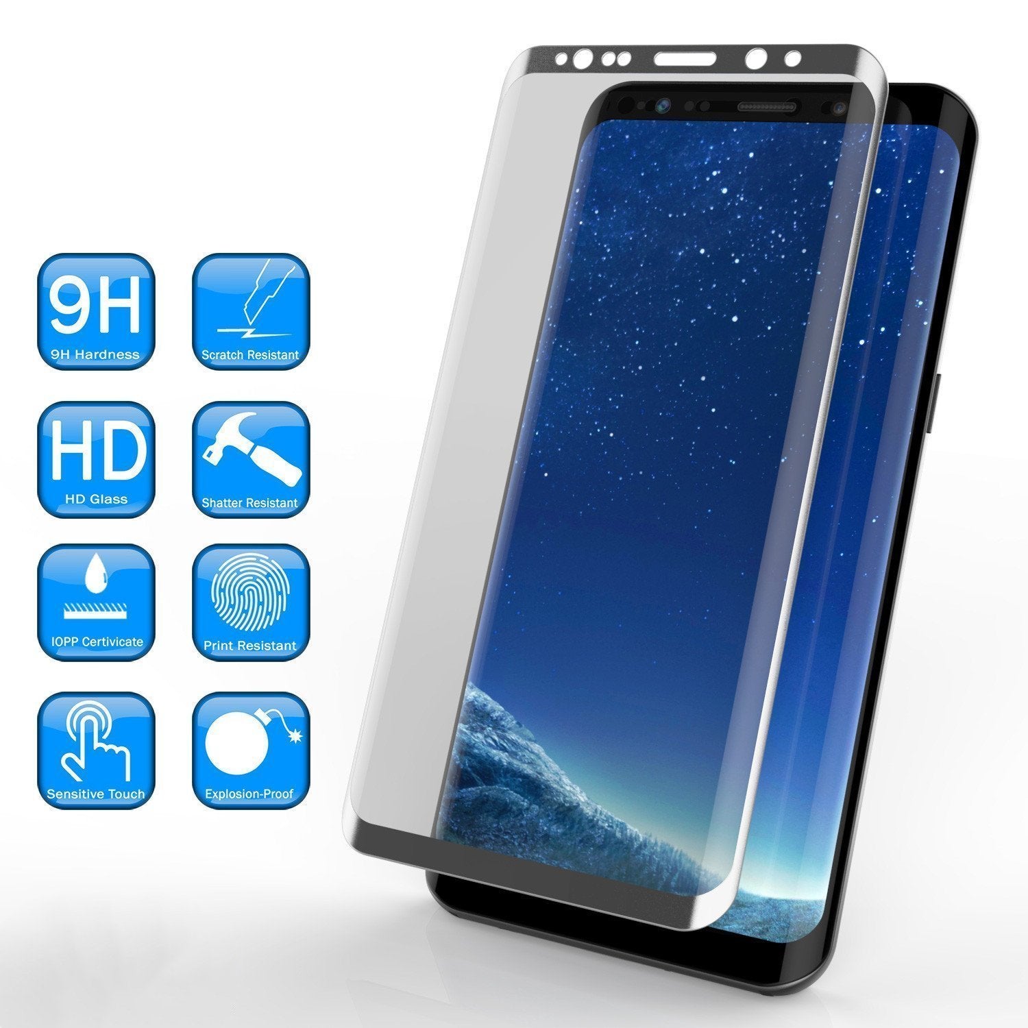 Galaxy S9+ Plus Prateado Punkcase Vidro SHIELD Protetor de Tela de Vidro Temperado de 0,33mm de Espessura 9H de Vidro