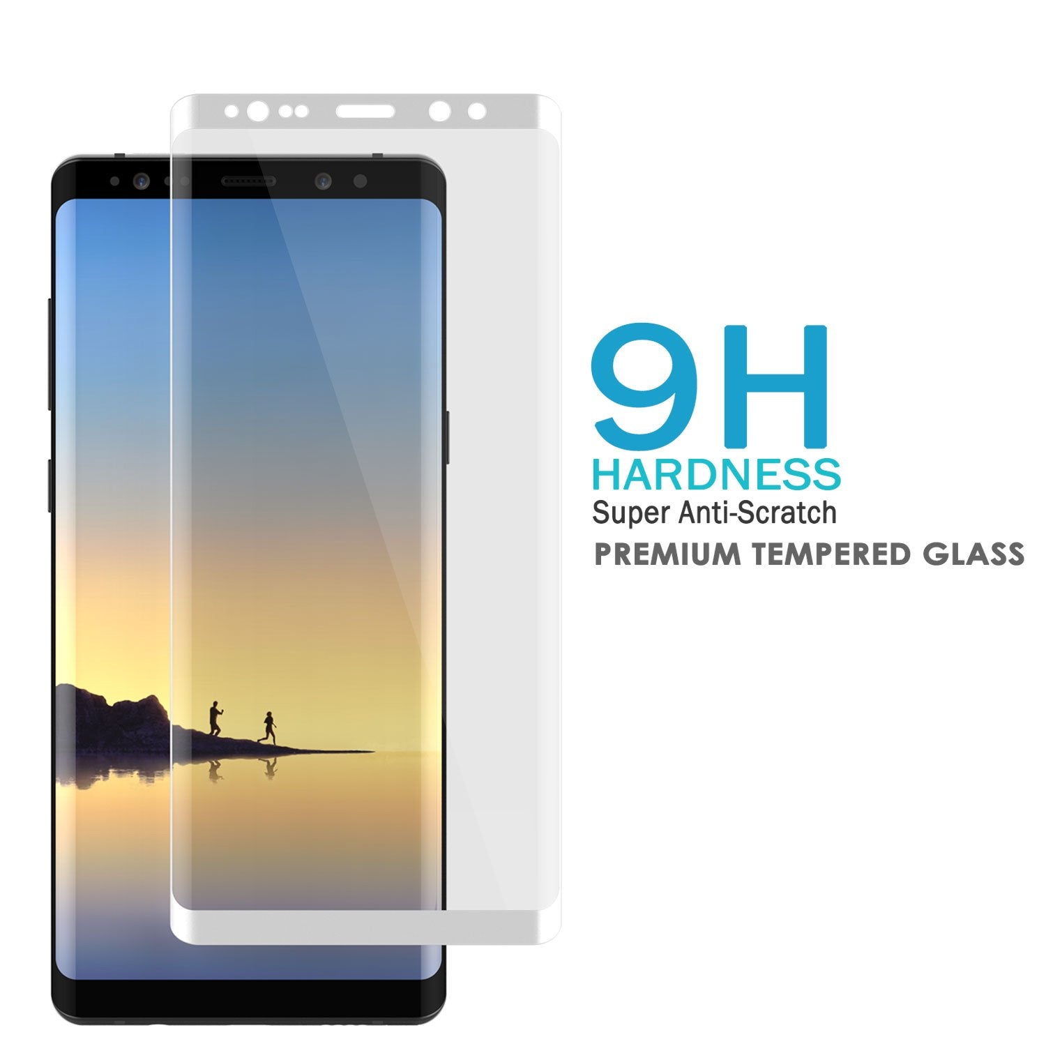 Galaxy Note 8  White Punkcase Glass SHIELD Tempered Glass Screen Protector 0.33mm Thick 9H Glass (Color in image: Black)