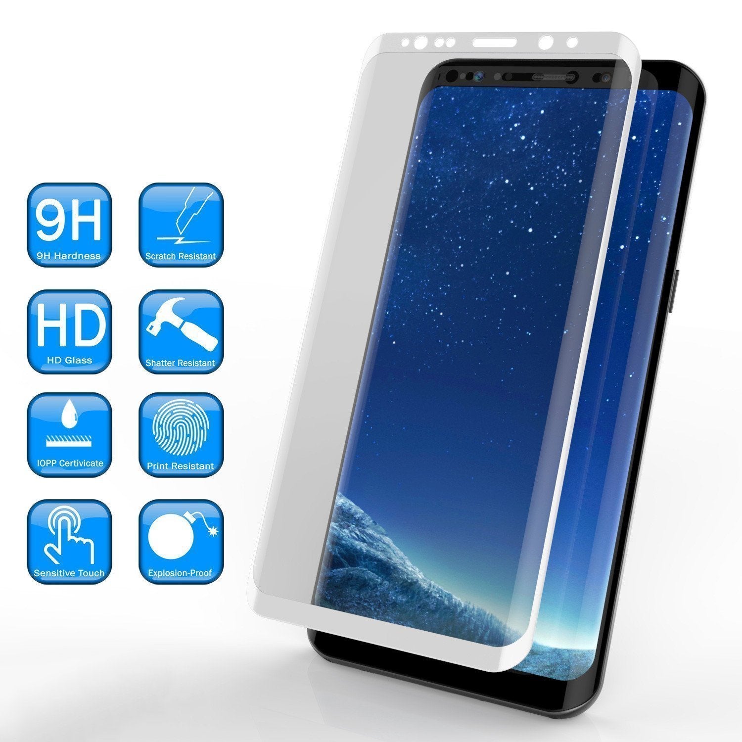 Protetor de tela de vidro temperado Galaxy S10+ Plus White Punkcase Glass SHIELD com 0,33mm de espessura e classificação 9H
