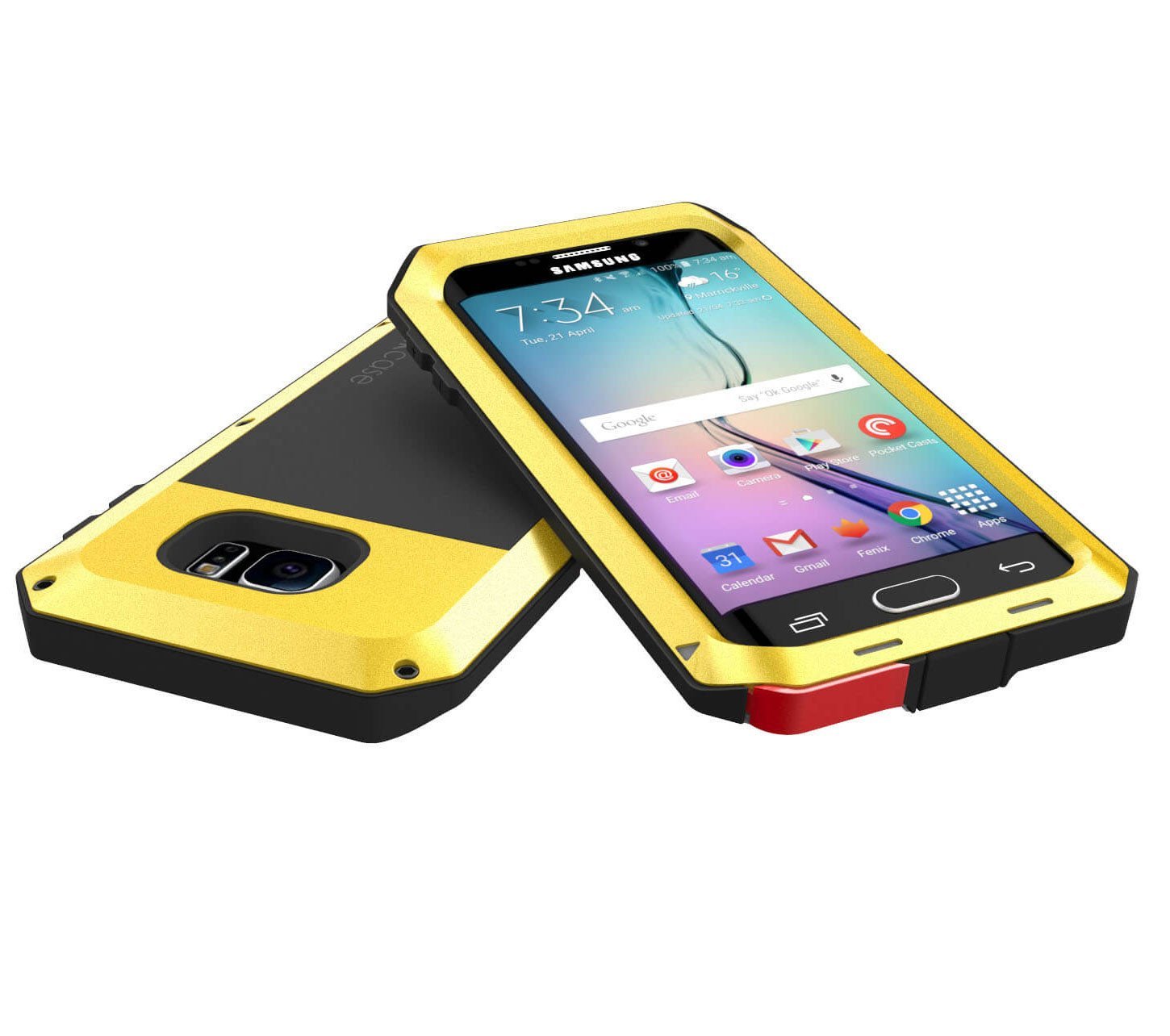 Capa Galaxy S6 EDGE, Capa Metálica Neon PUNKcase à Prova de Choque Slim Metal Armor