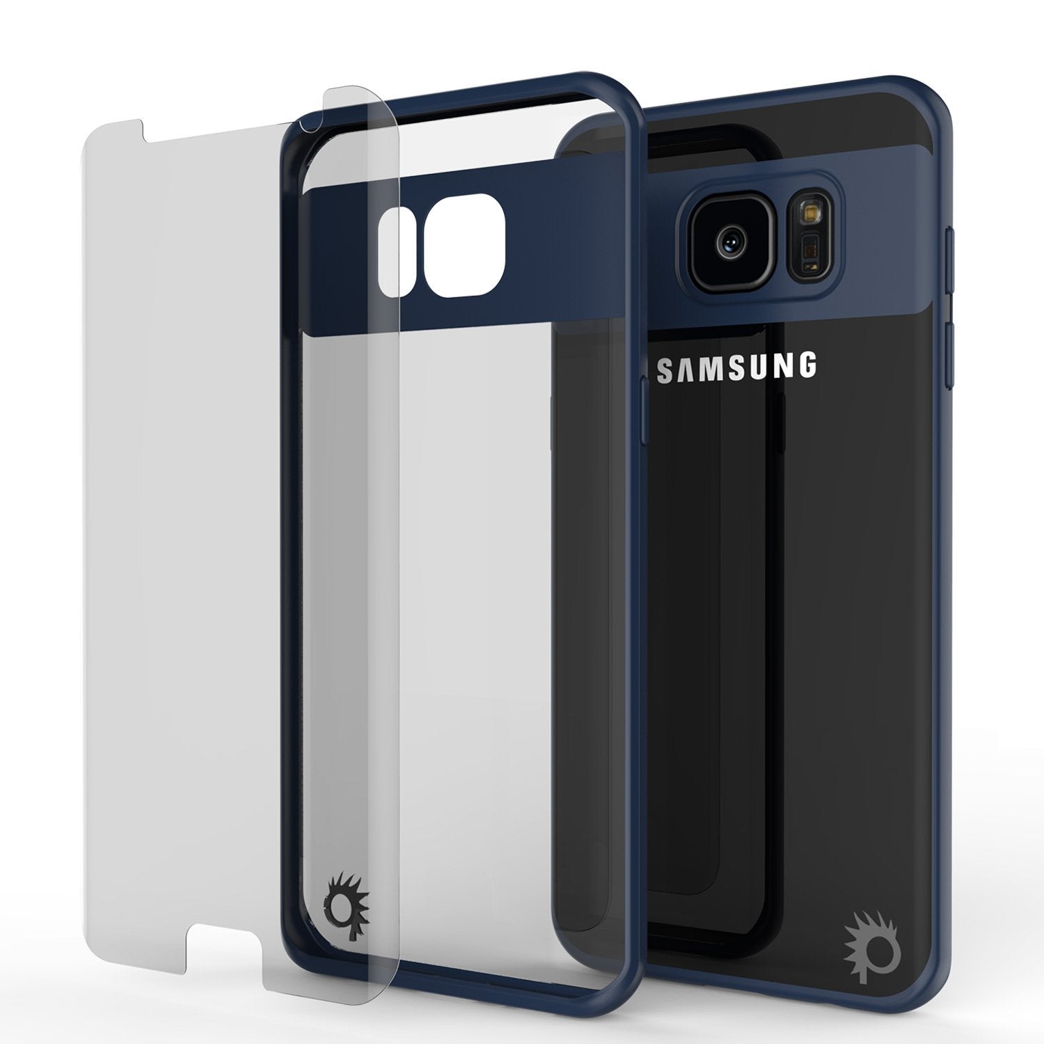 Capa para Galaxy S7 Edge [Série MÁSCARA] [MARINHO] Cobertura Híbrida de Corpo Inteiro de Dupla Camada de TPU com Protetor de Tela PUNKSHIELD Protetor.