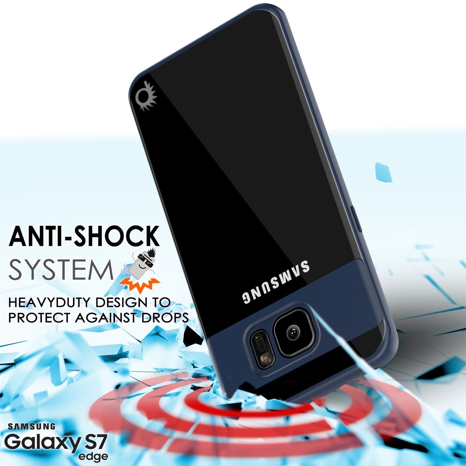 Capa para Galaxy S7 Edge [Série MÁSCARA] [MARINHO] Cobertura Híbrida de Corpo Inteiro de Dupla Camada de TPU com Protetor de Tela PUNKSHIELD Protetor.