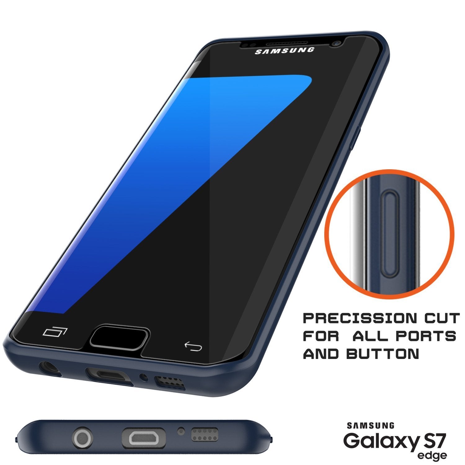 Capa para Galaxy S7 Edge [Série MÁSCARA] [MARINHO] Cobertura Híbrida de Corpo Inteiro de Dupla Camada de TPU com Protetor de Tela PUNKSHIELD Protetor.