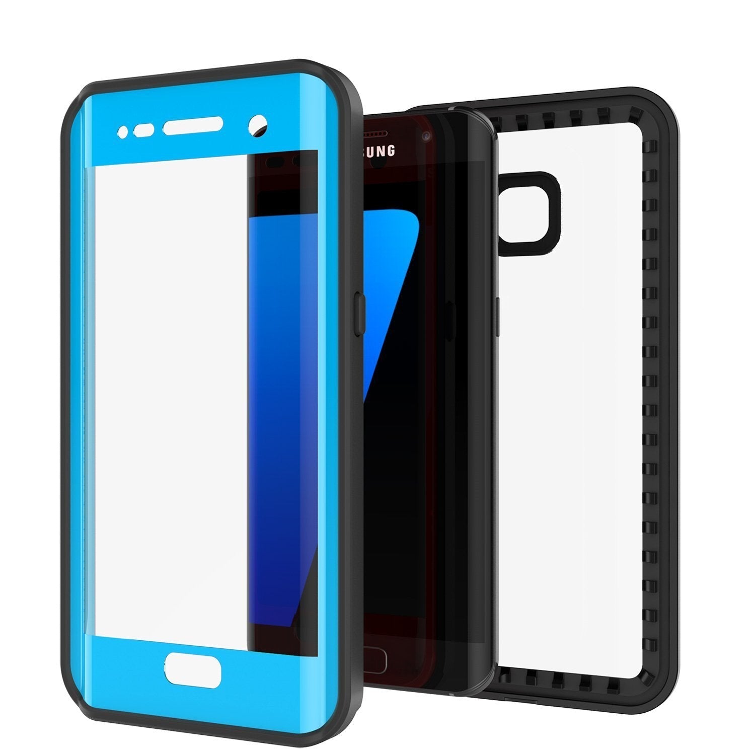 Capa à prova d'água Galaxy S7 Edge, Punkcase [Série Extrema] [Ajuste fino] [Certificado IP68] [À prova de choque] [À prova de neve] [À prova de sujeira] Capa armada [Azul Claro]